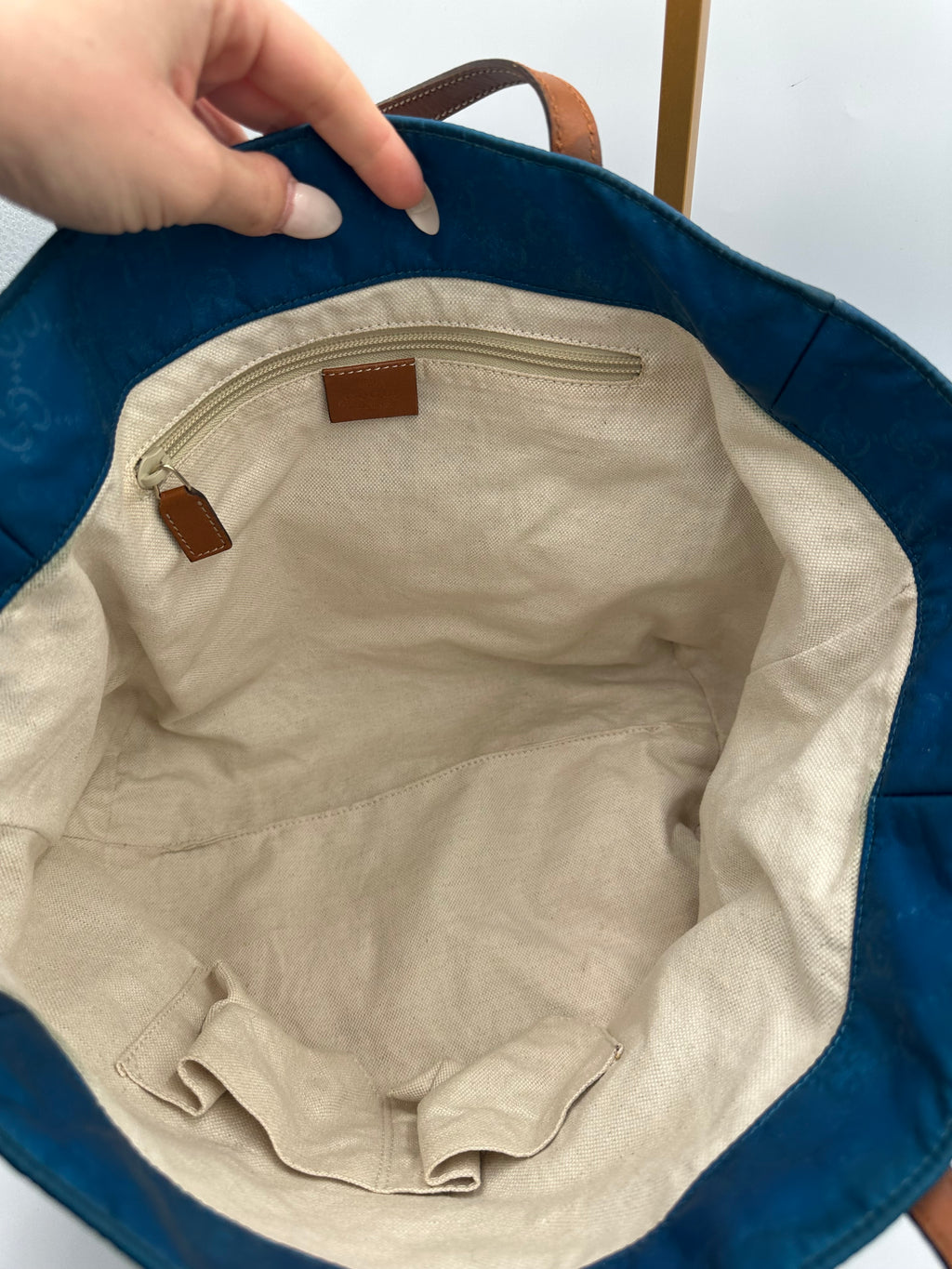 Gucci blue GG nylon shoulder bag