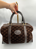Rare Celine brown suede monogram Macadam handbag