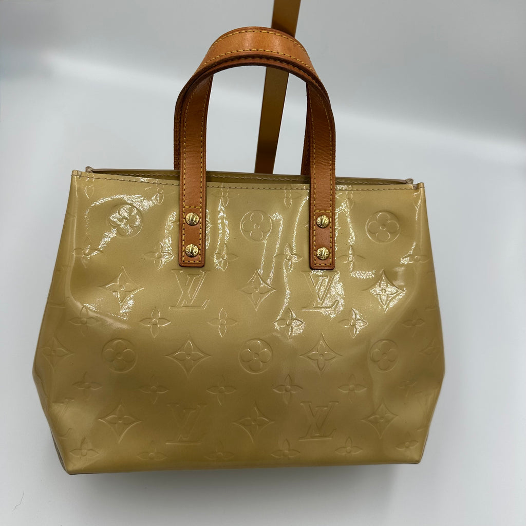 Louis Vuitton Monogram Vernis Trousse PM pastel yellow handbag