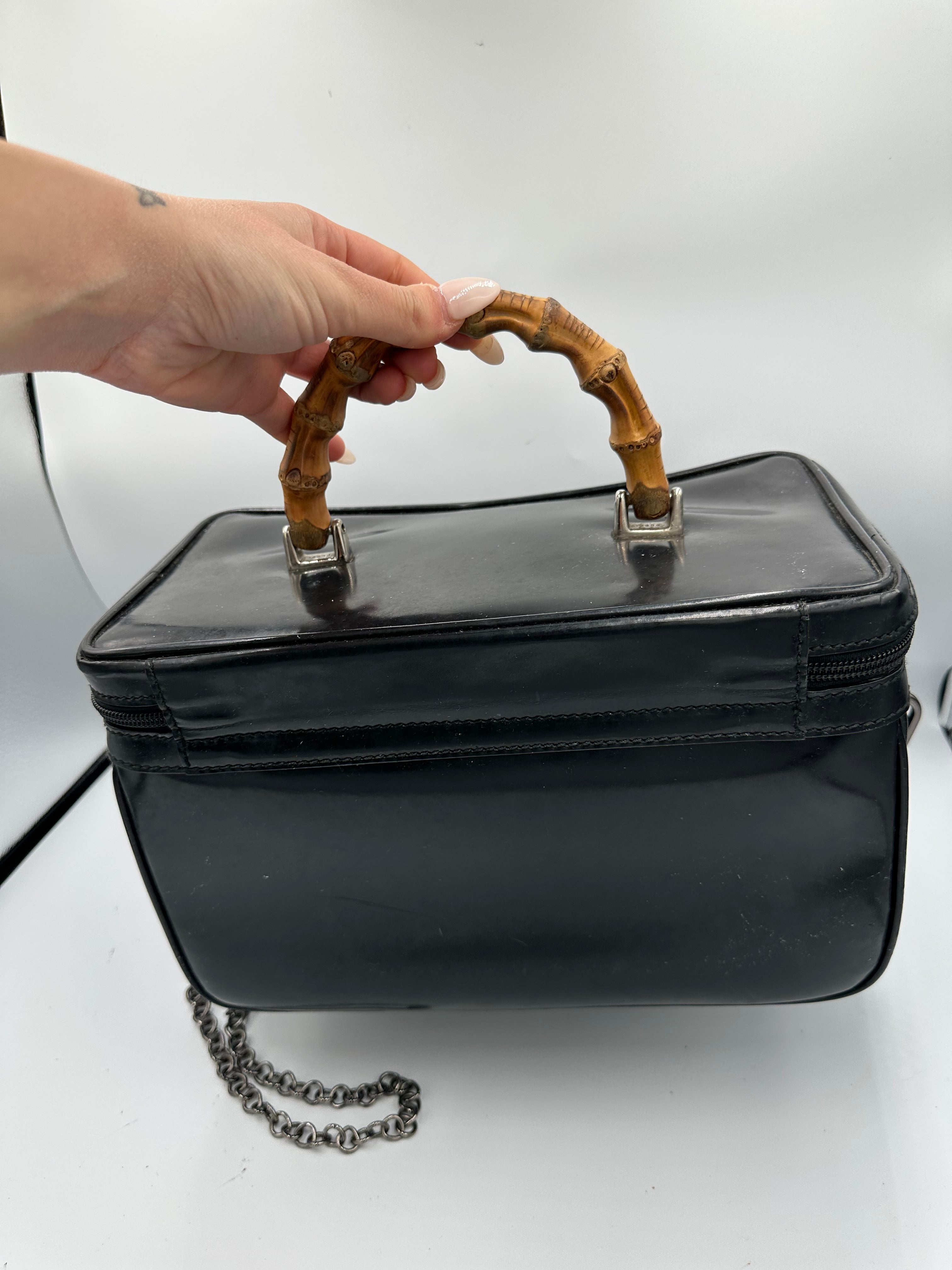 Vintage Gucci Bamboo leather vanity bag