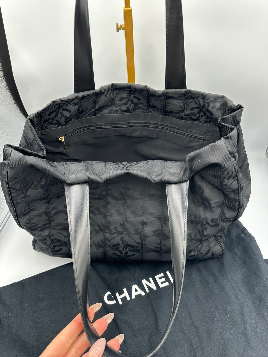 Chanel 2004 Travel Line black shoulder tote bag