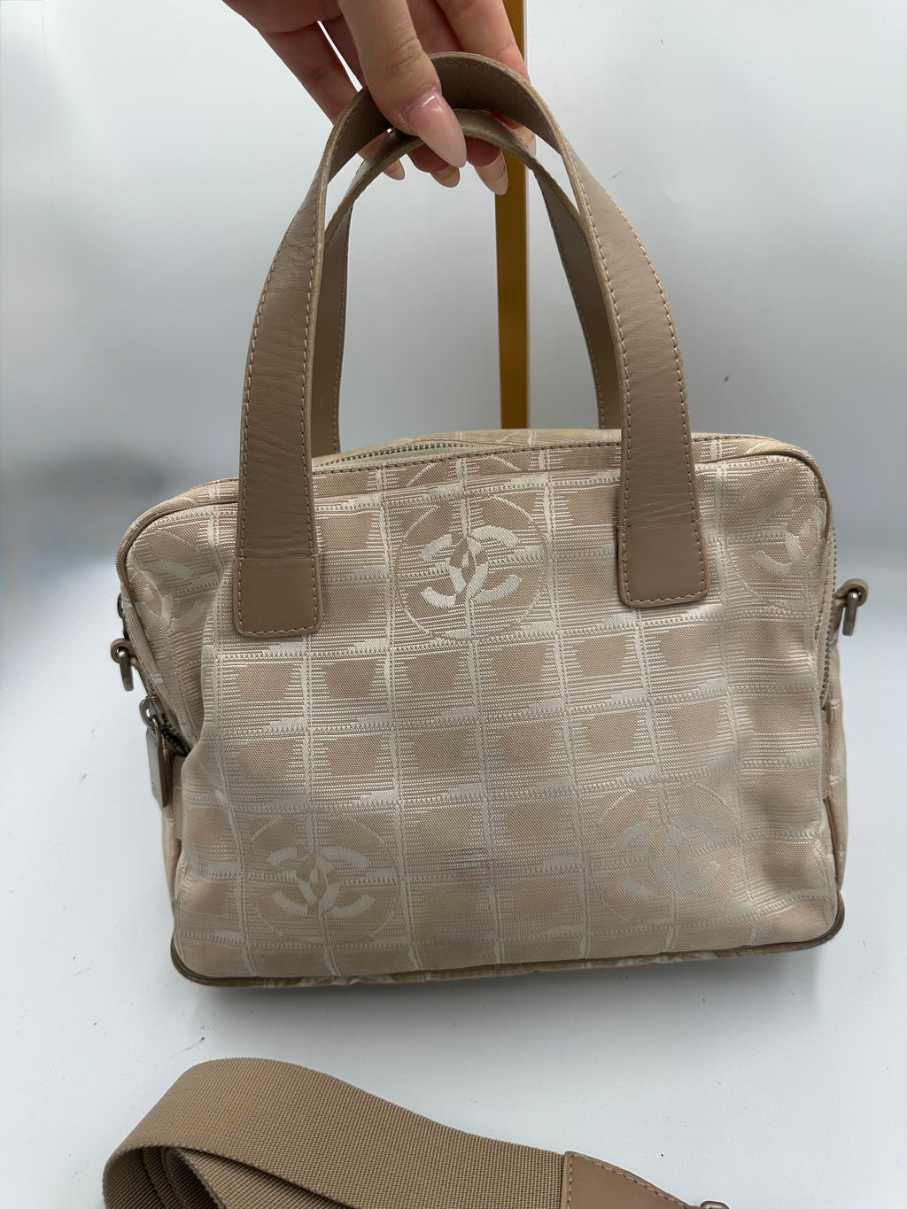 Chanel 2004 Travel Line beige handbag