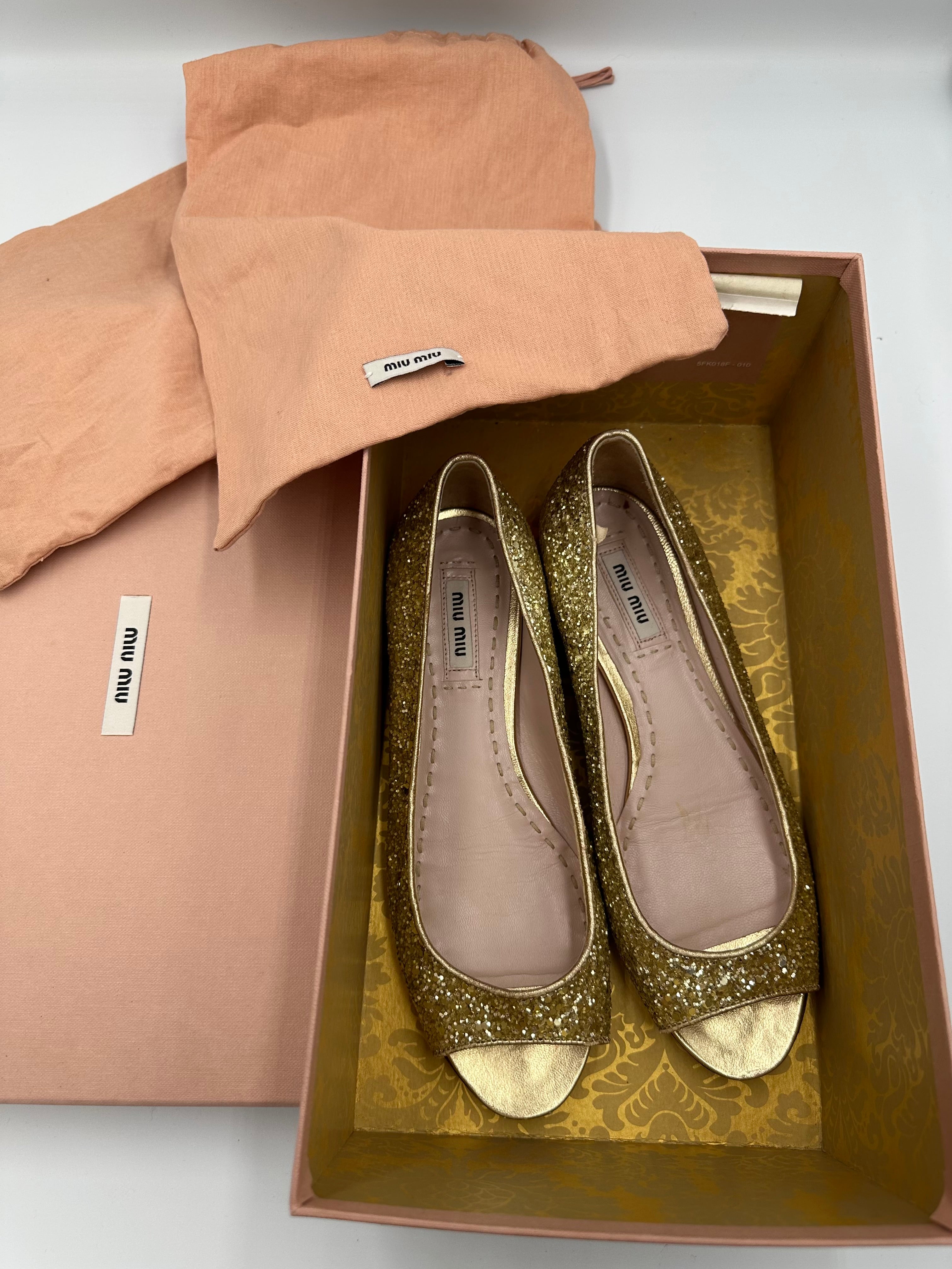 Miu Miu Glitter Pirite ballet flats