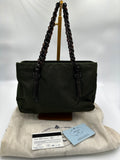 Prada Nylon black chain forest green shoulder bag