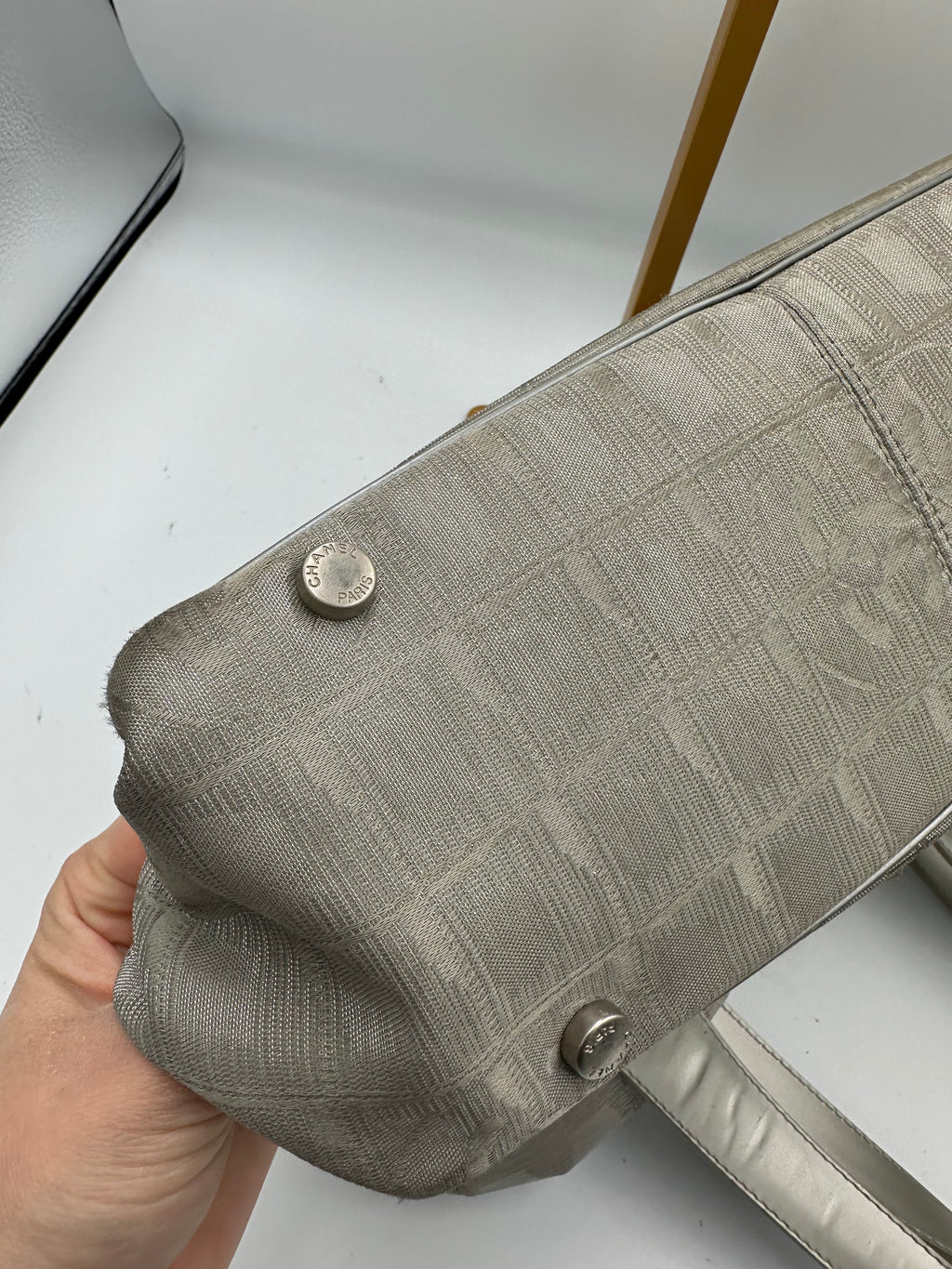 Vintage 2004 Chanel Travel Line silver shoulder bag
