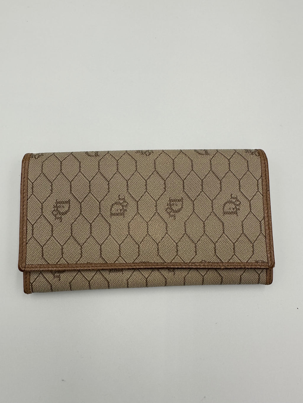 Christian Dior 80s rare beige honeycomb wallet