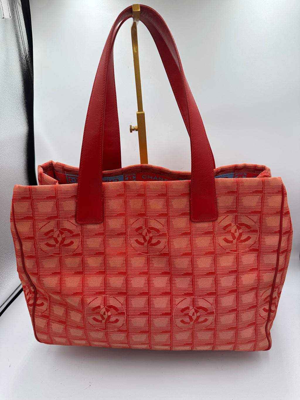 Chanel New Travel Line Tote MM Red Canvas