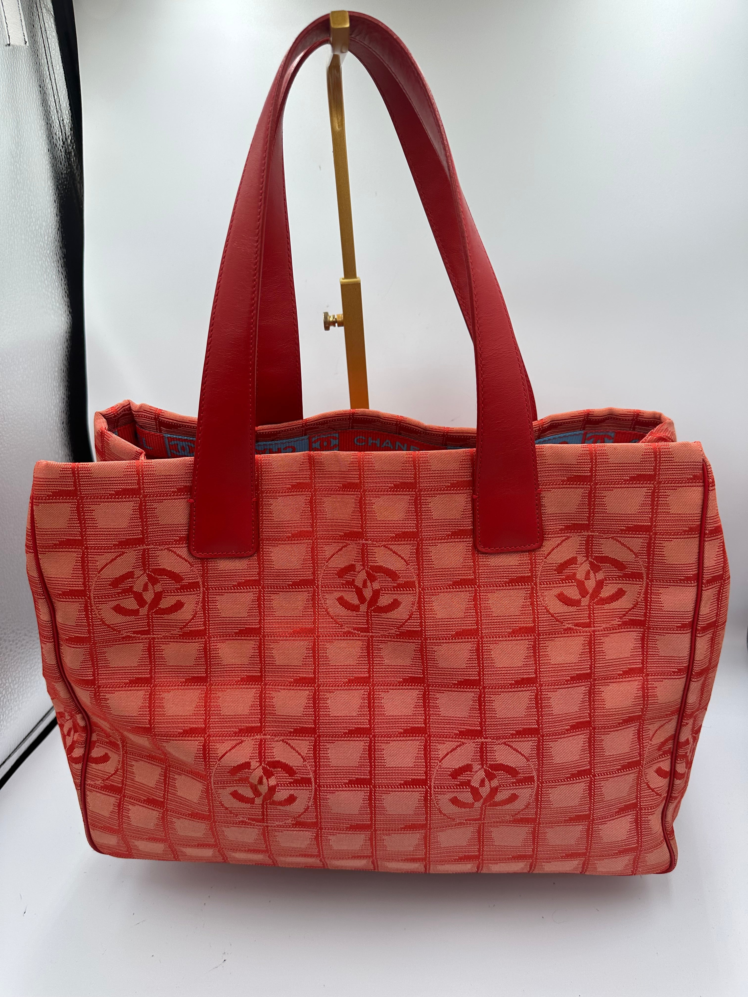 Chanel New Travel Line Tote MM Red Canvas