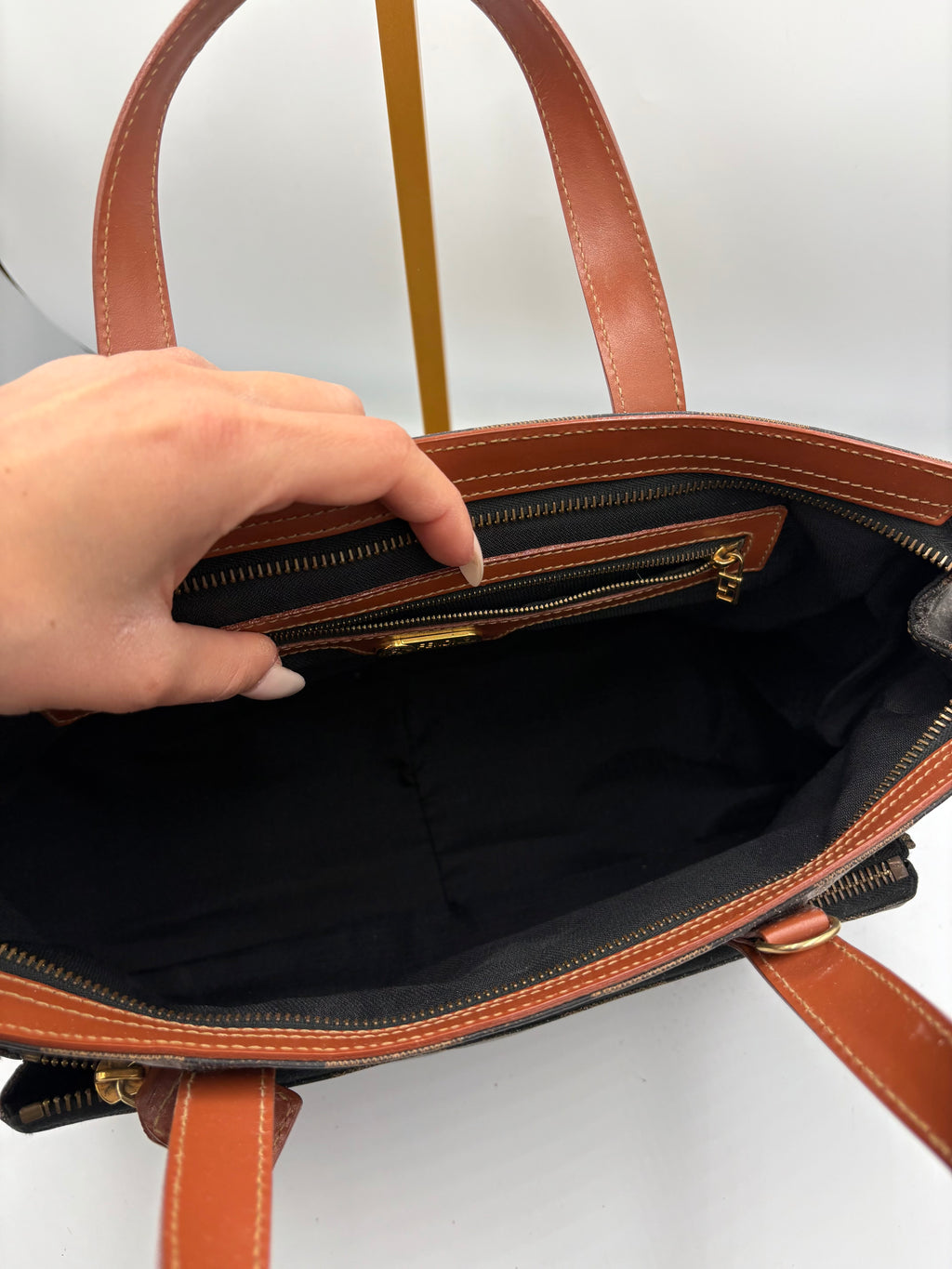 Vintage 1990 Fendi by Karl Lagerfeld Pequin stripe shoulder bag