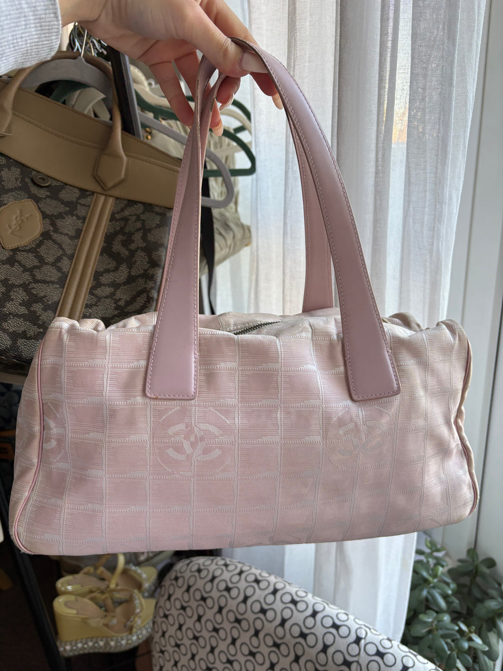 Chanel Travel Line blush pink tote bag from circa 2004