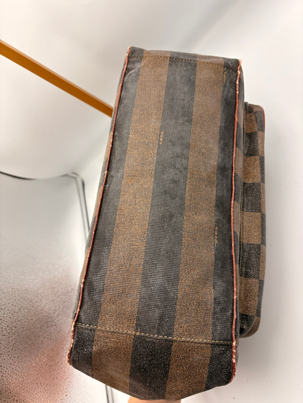 Vintage 1990 Fendi by Karl Lagerfeld Pequin stripe shoulder bag