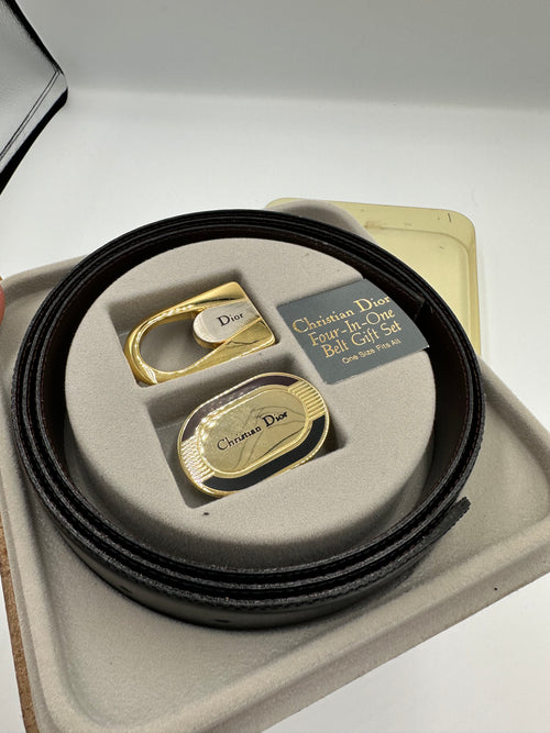 1980s Christian Dior very rare 4 in 1 two interchangeable buckles belt gift set