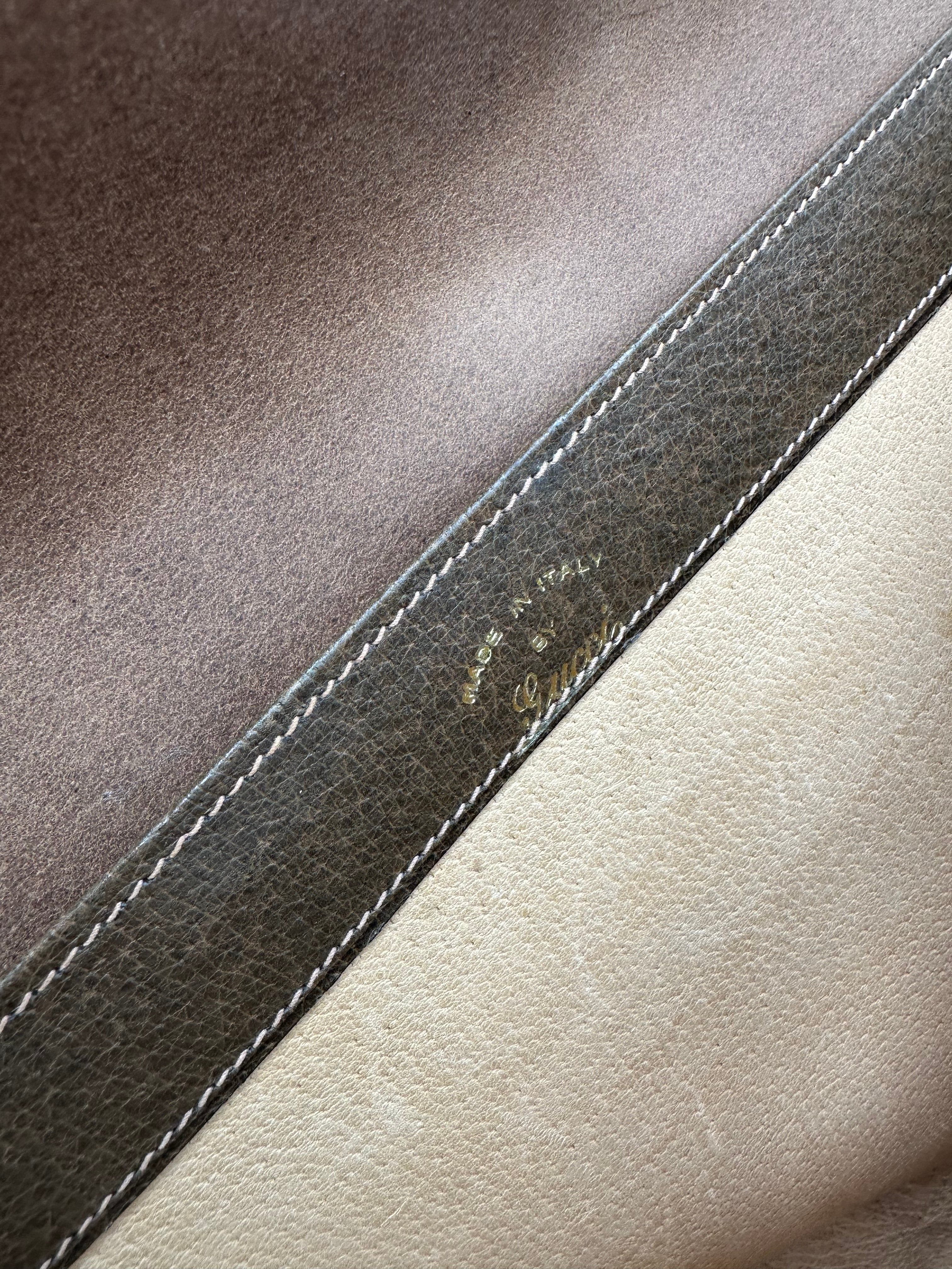 1970s Gucci brown GG leather monogram portfolio clutch bag
