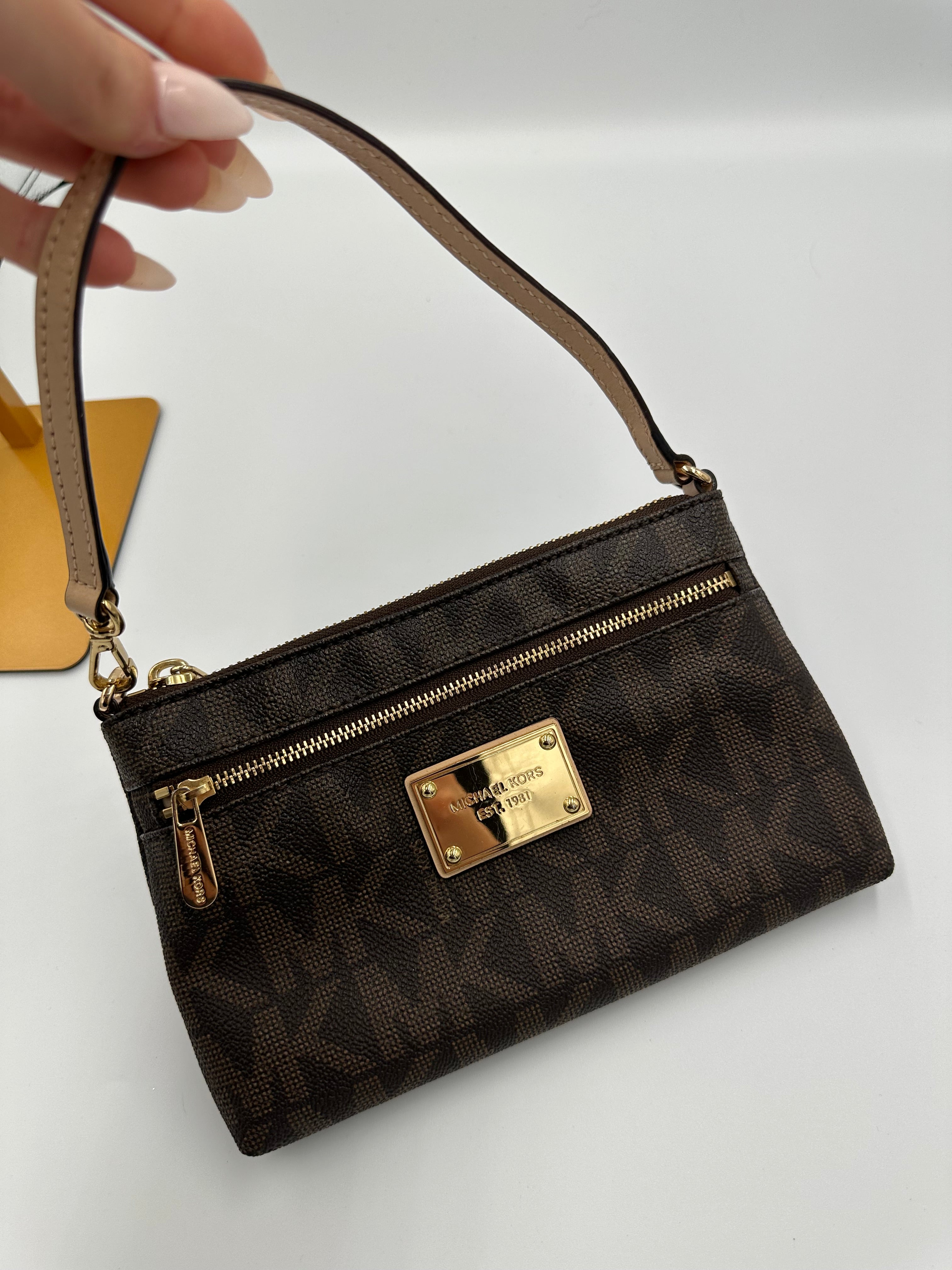 Michael Kors brown monogram shoulder bag
