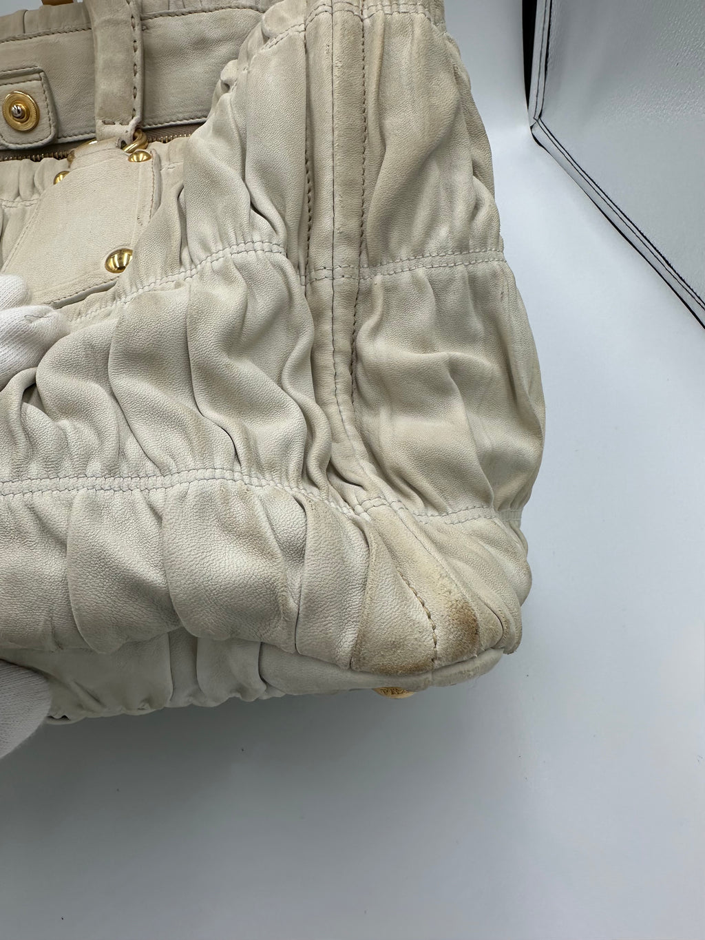 Rare Prada Gaufre gathered leather bag