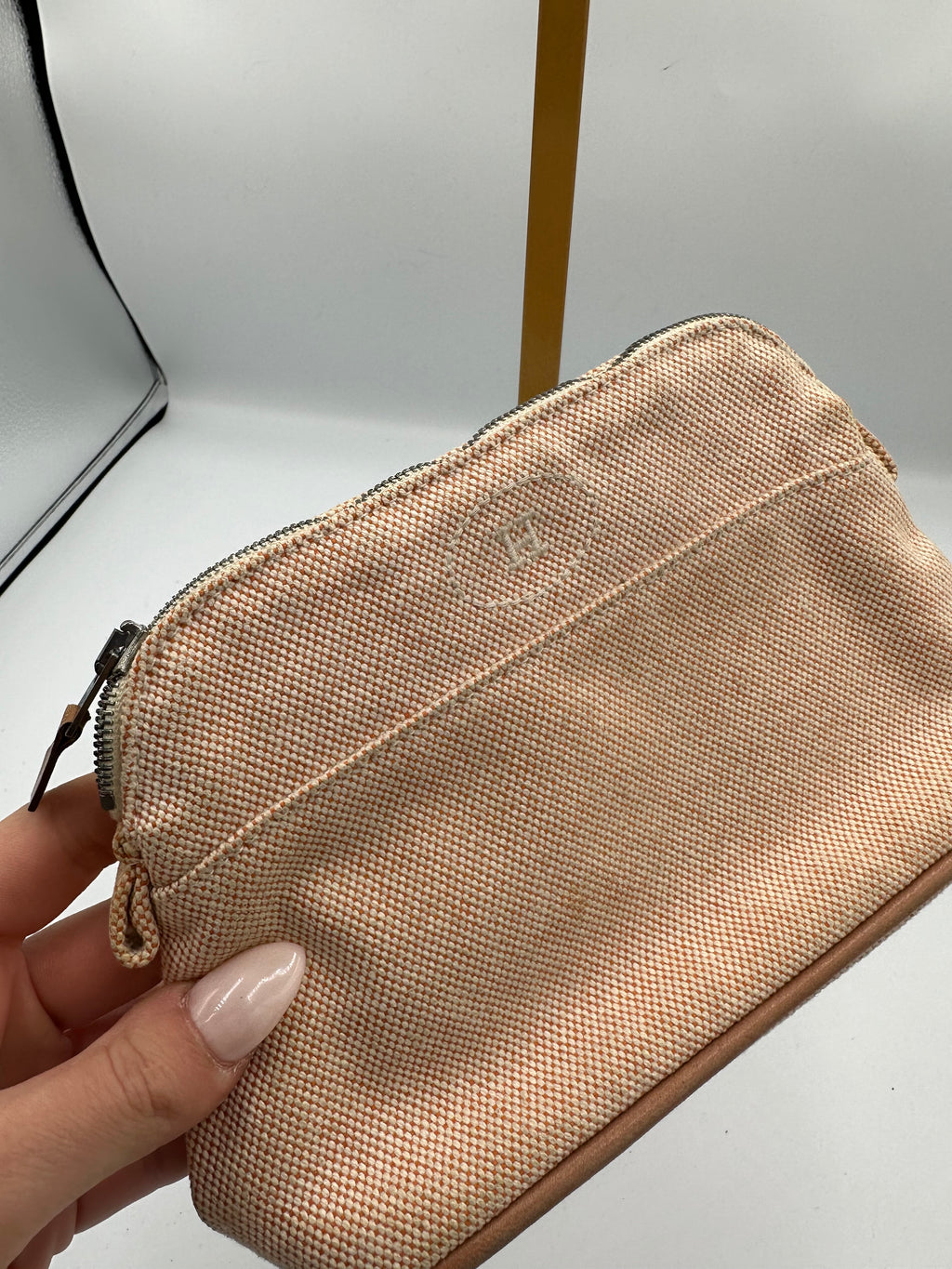 Hermes Canvas Mini Bolide Travel pouch.
