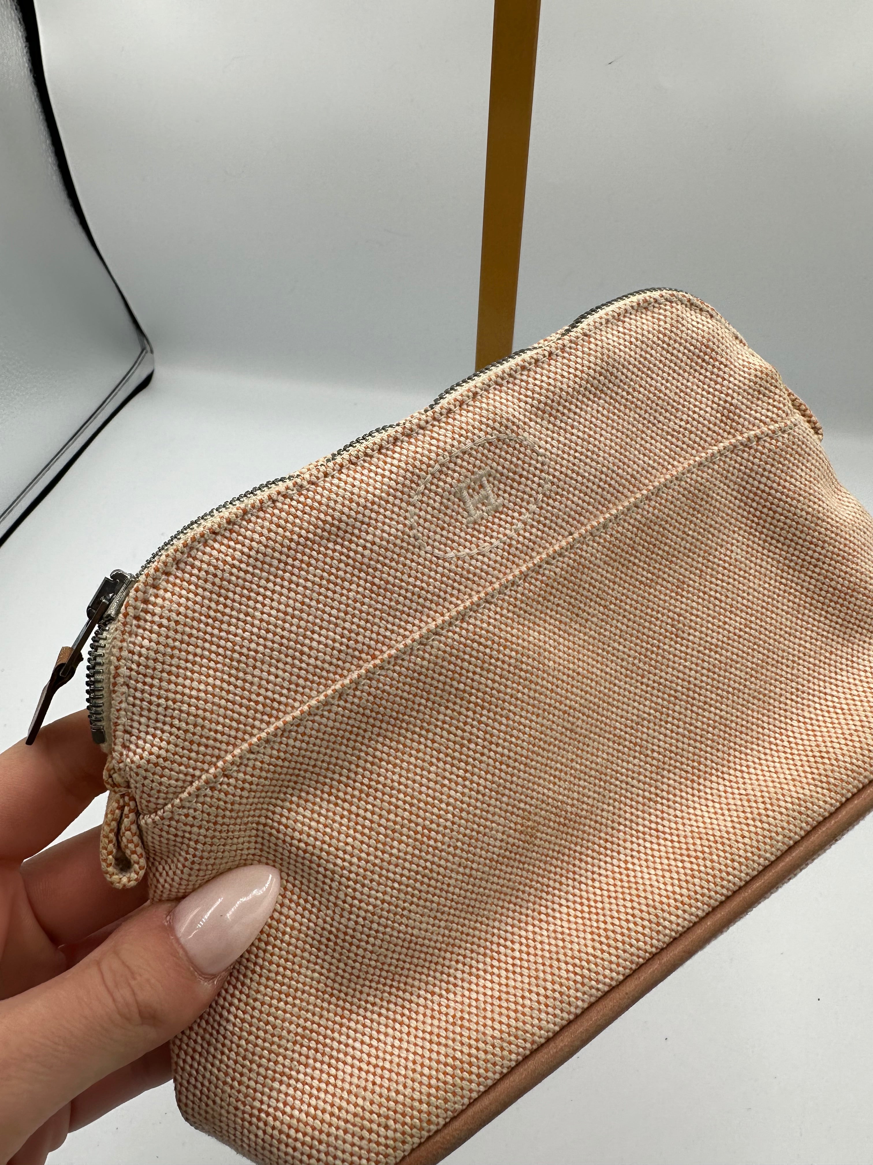 Hermes Canvas Mini Bolide Travel pouch.