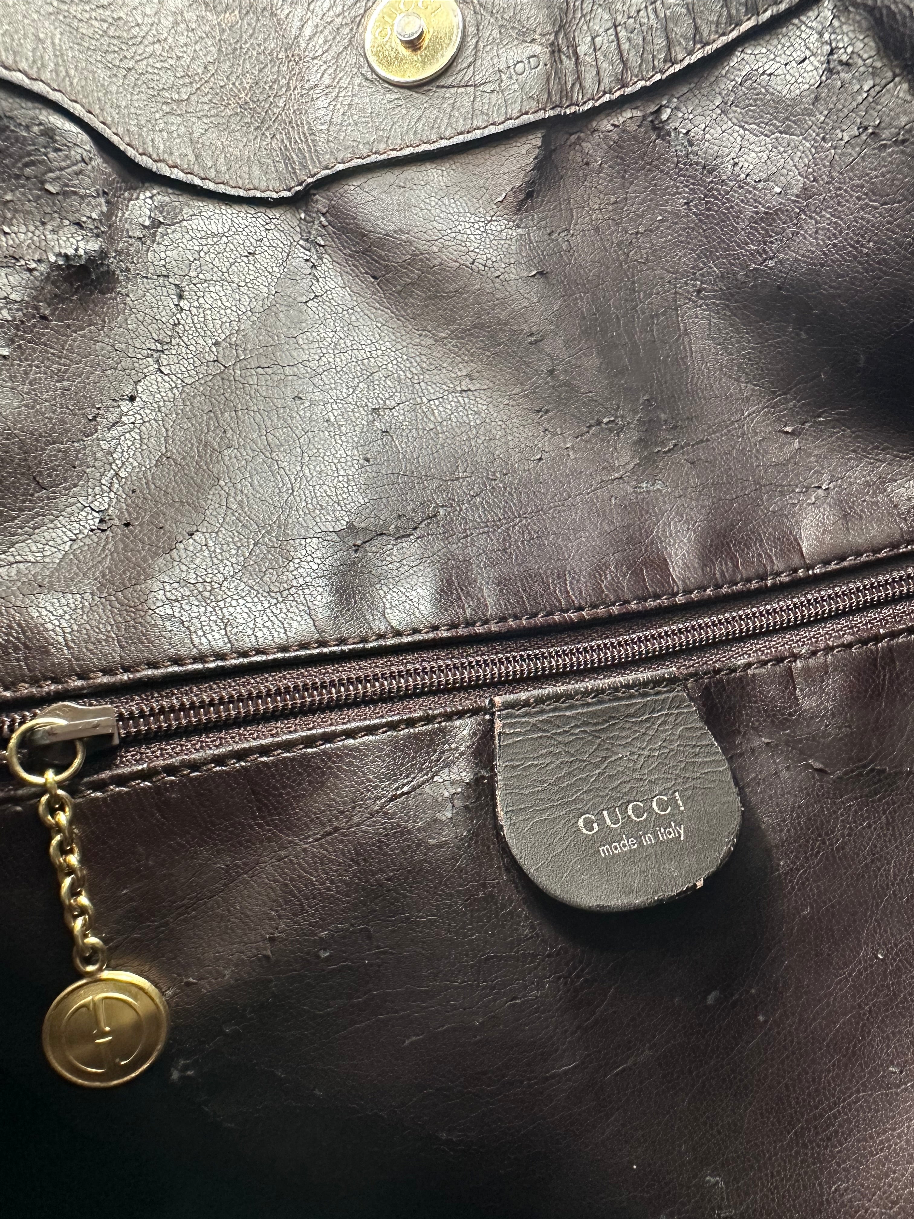 Vintage Gucci brown suede Bamboo shoulder bag
