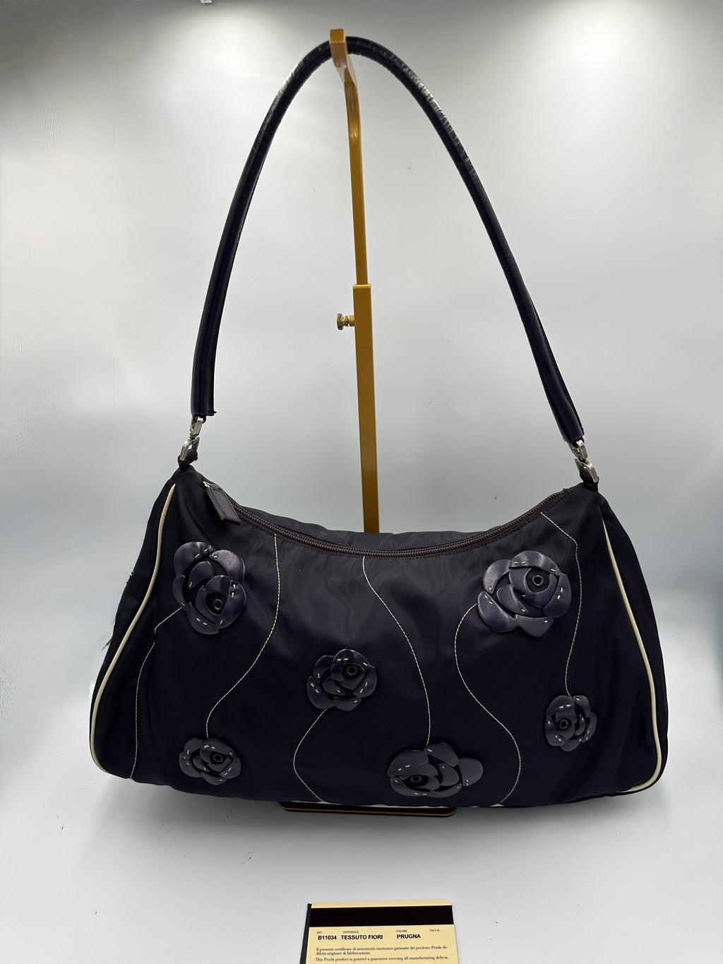 2001 Prada Galleria Nylon Flower Shoulder Bag
