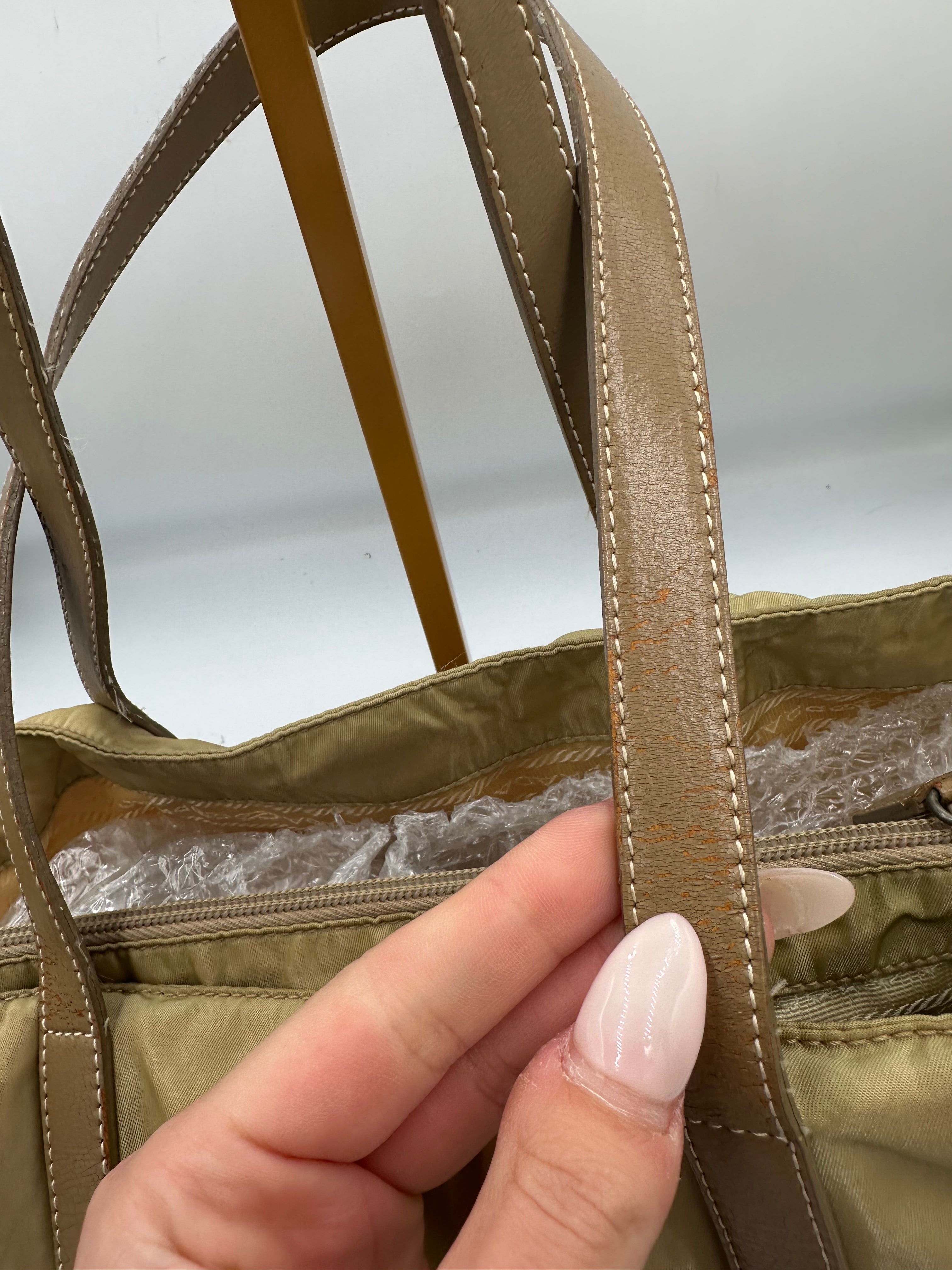 Prada nylon beige shoulder bag with triangle logo