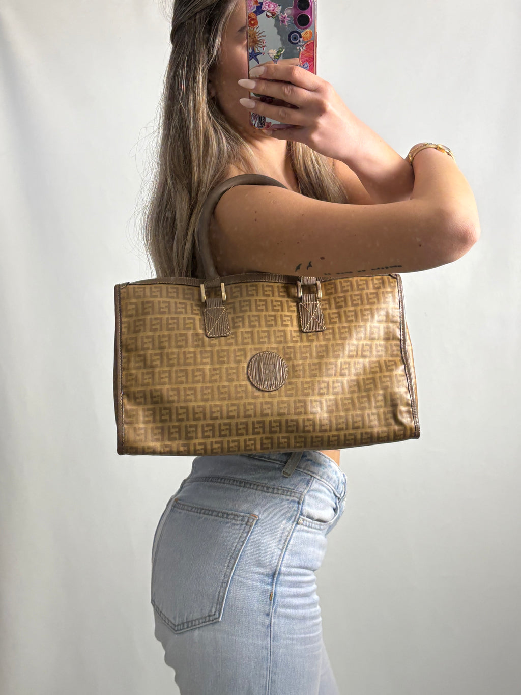 Fendi Zucchino boston monogram bag