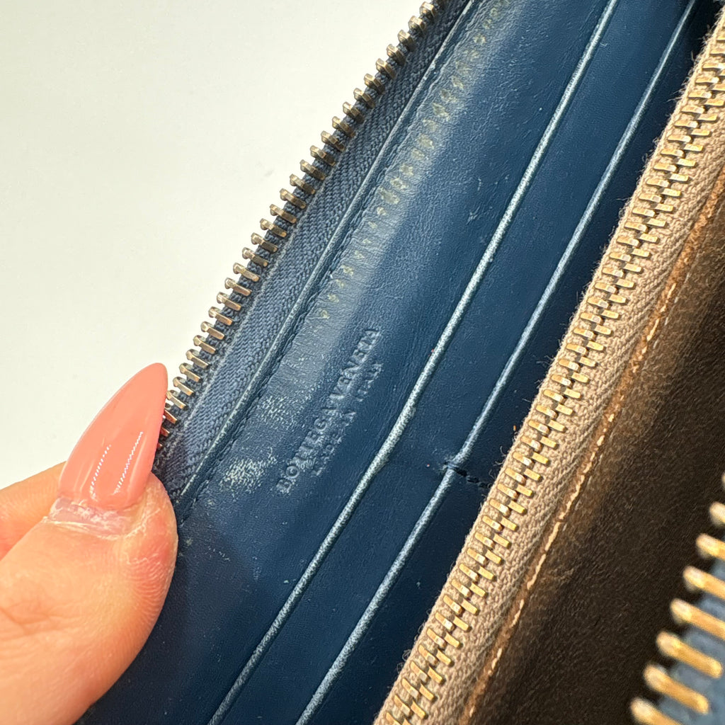 Bottega Veneta denim wash leather wallet