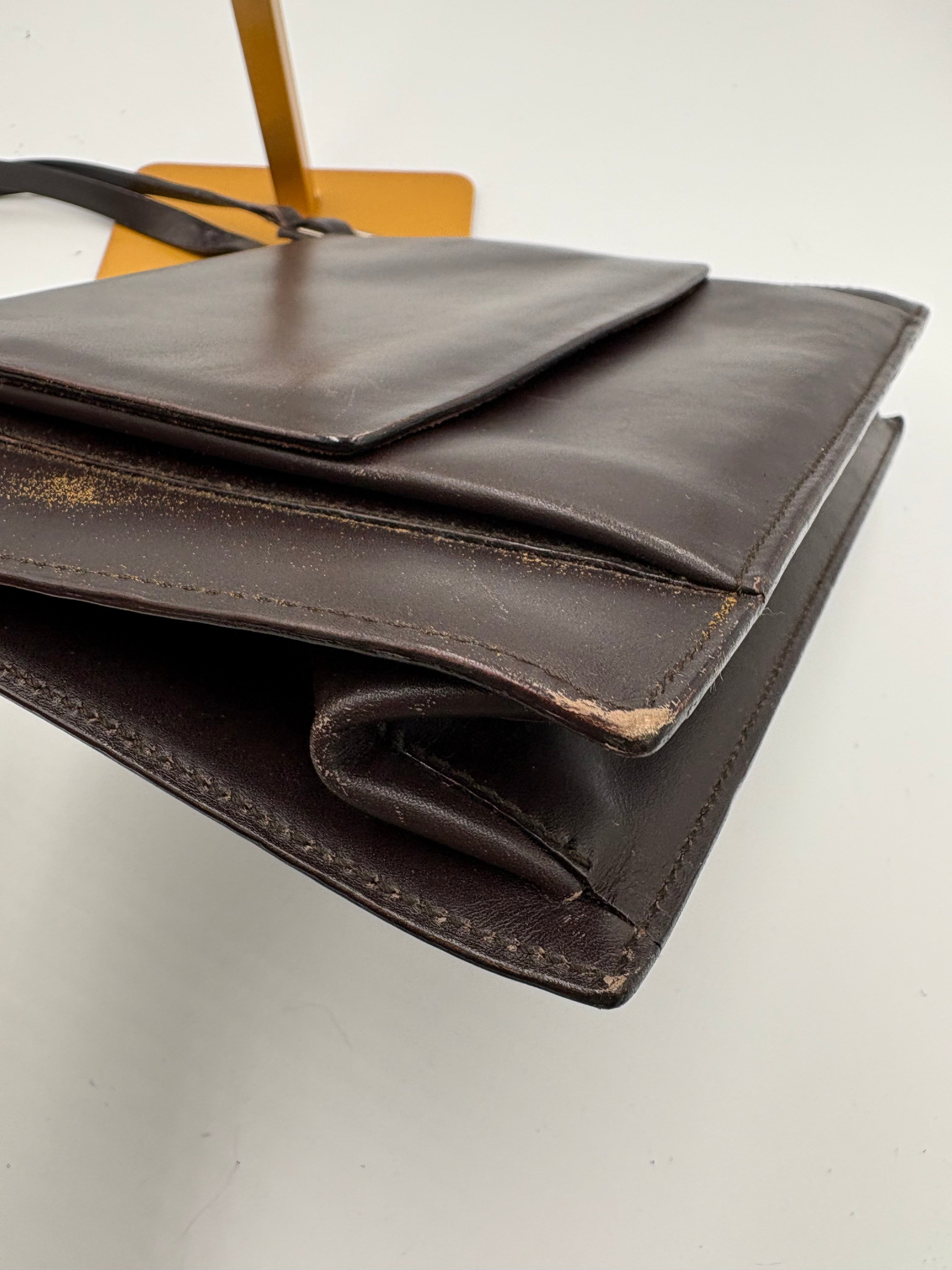 Vintage Gucci Brown leather structured shoulder bag