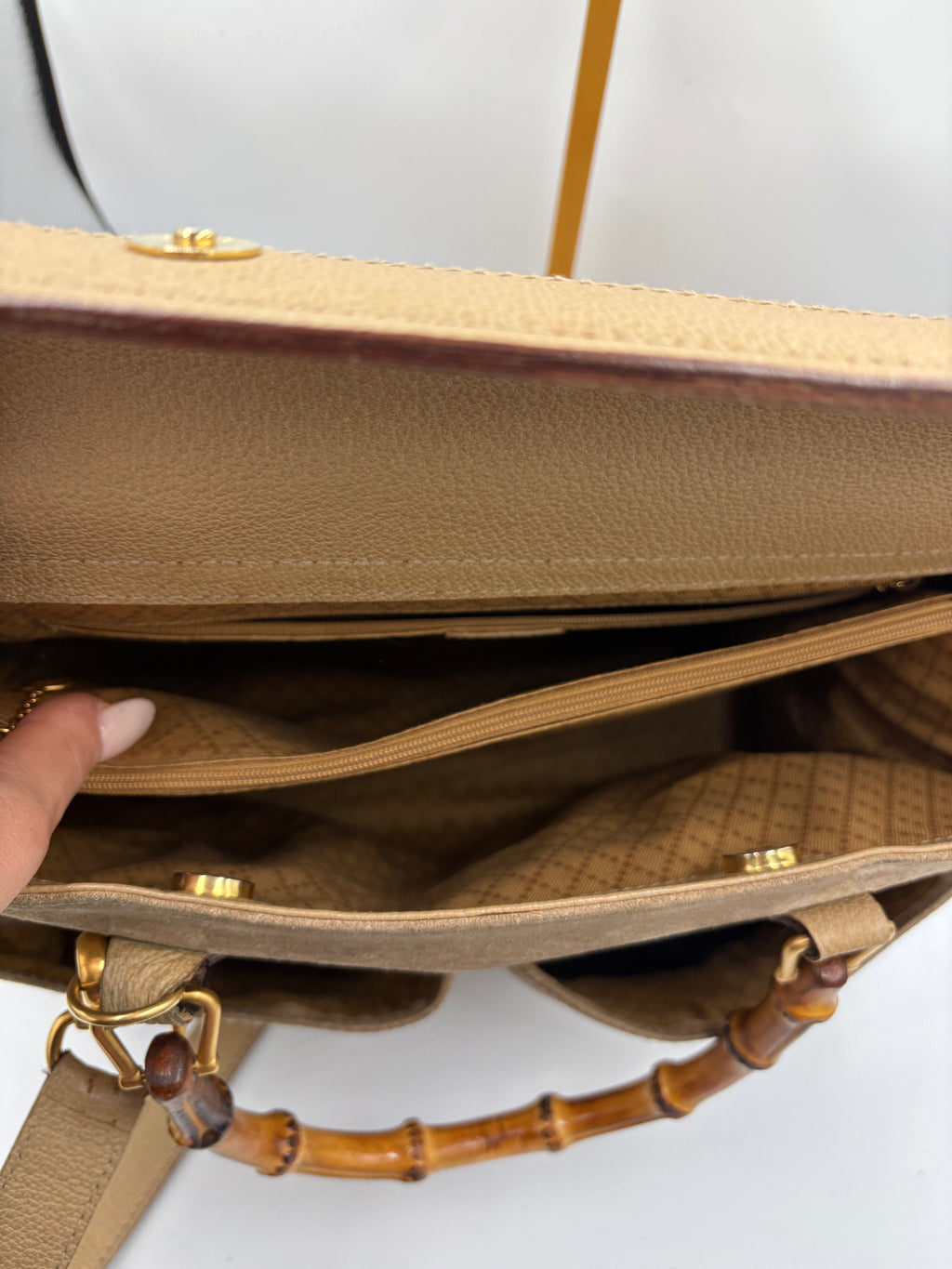 Gucci rare vintage suede Bamboo 2 way tote bag