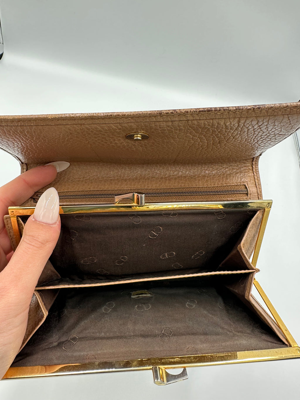 Christian Dior 80s rare beige honeycomb wallet