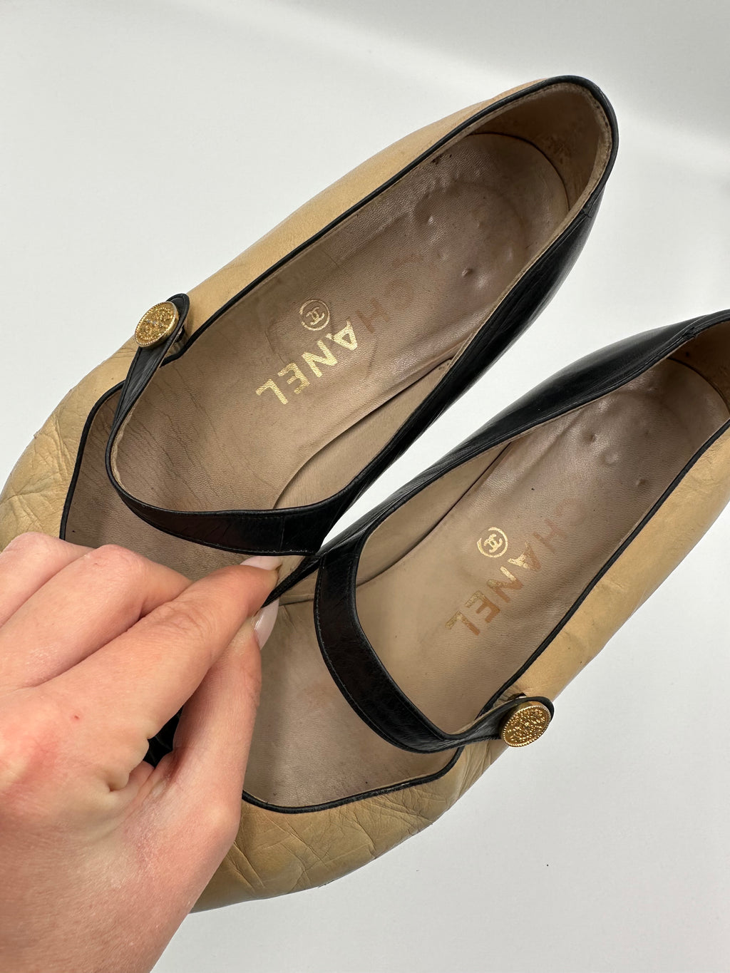 Chanel Two Tone Vintage Mary Jane pumps