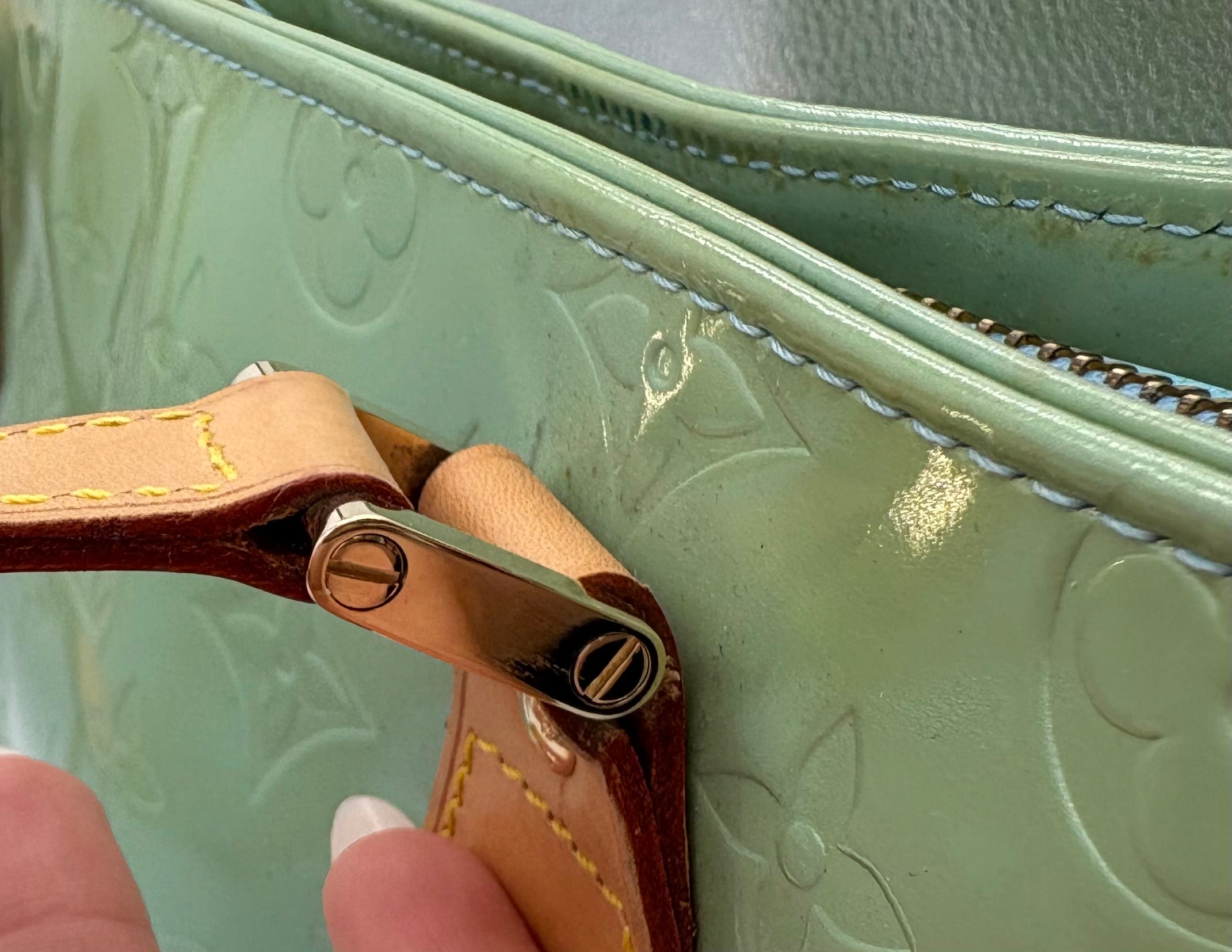 Louis Vuitton Monogram Vernis Houston shoulder bag in mint green