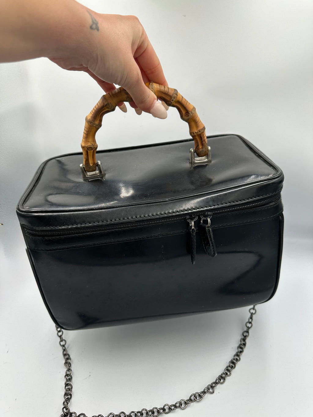 Vintage Gucci Bamboo leather vanity bag