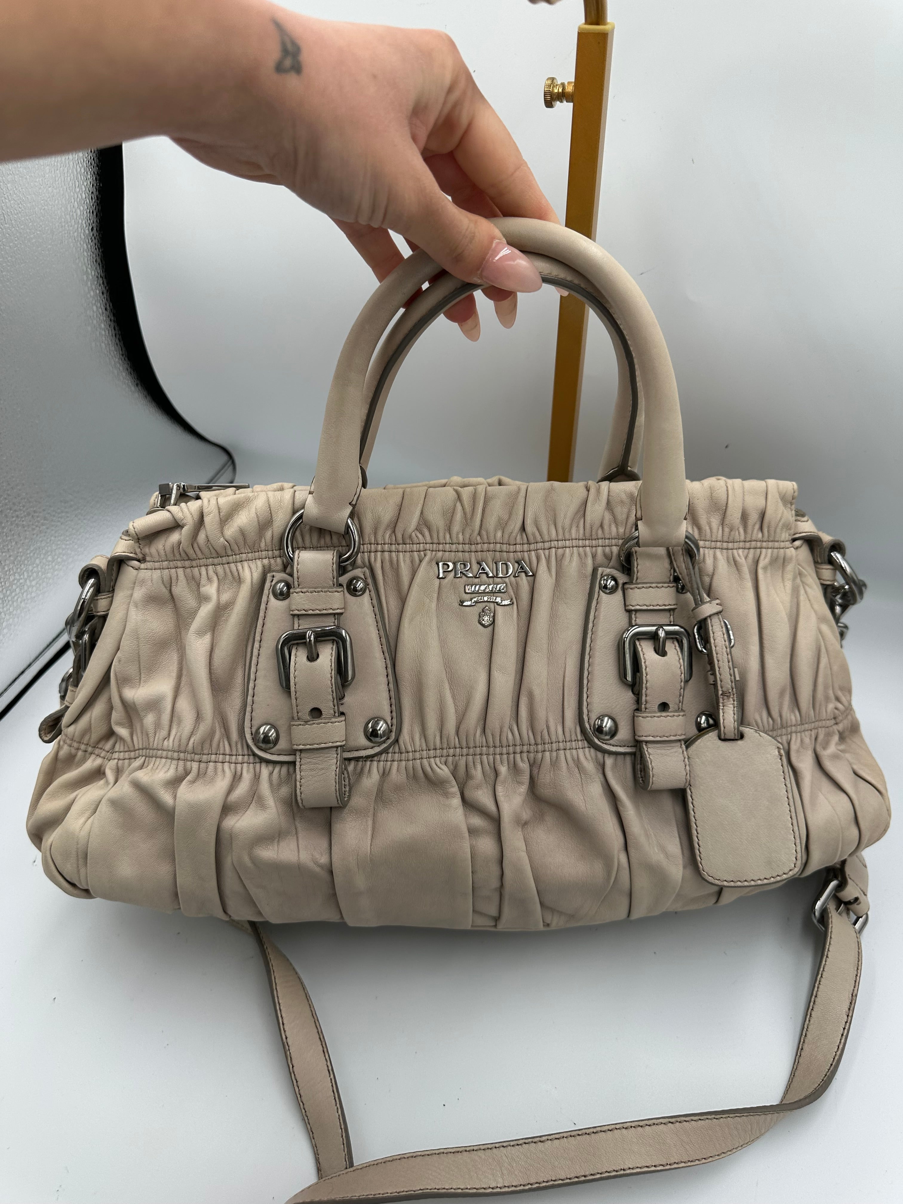 Prada Nappa Gaufre gathered leather bag