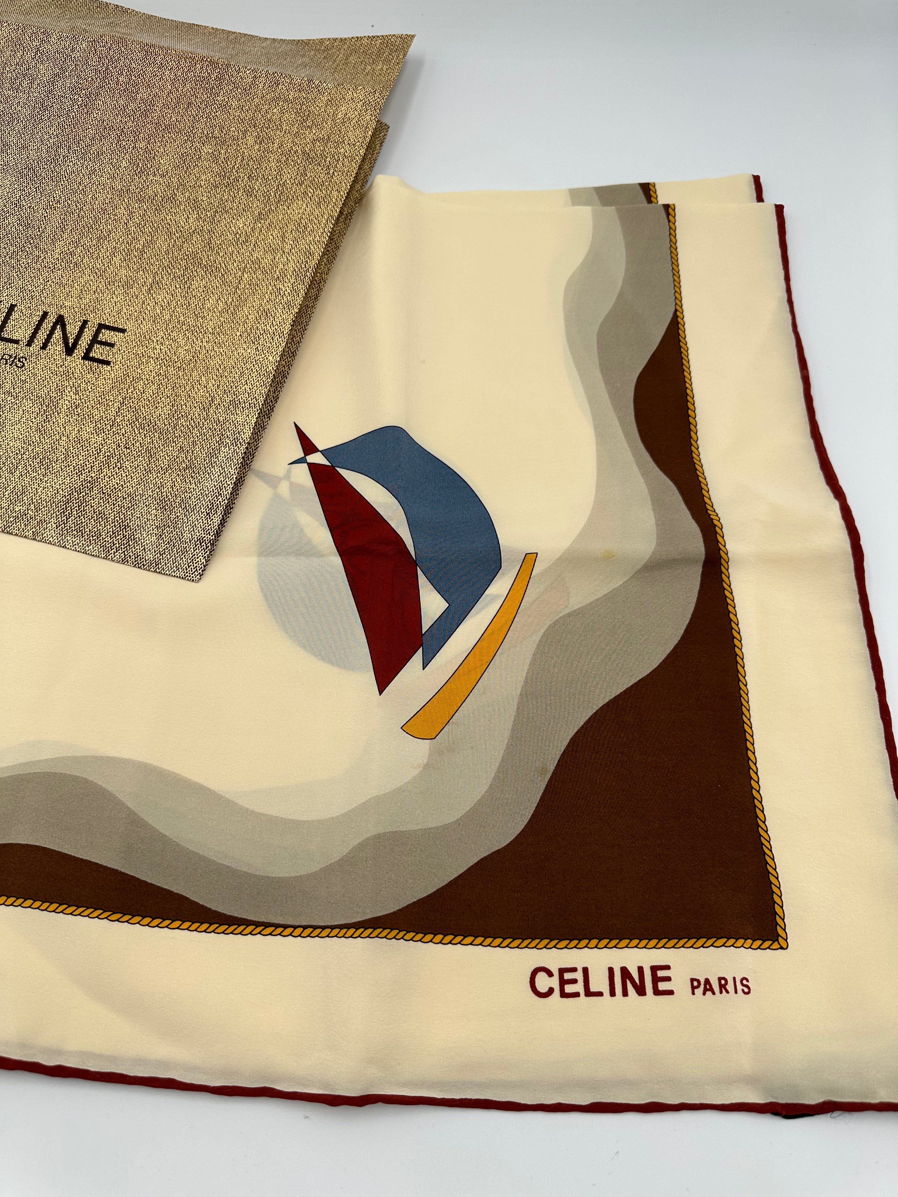 Vintage Celine Silk scarf sailboat print