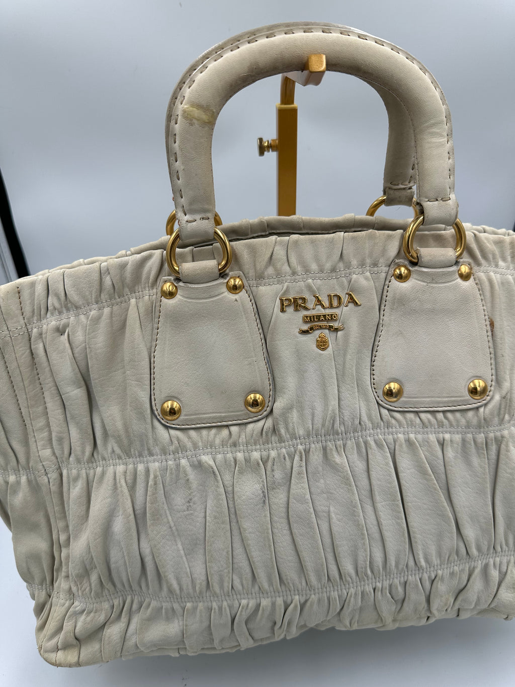 Rare Prada Gaufre gathered leather bag