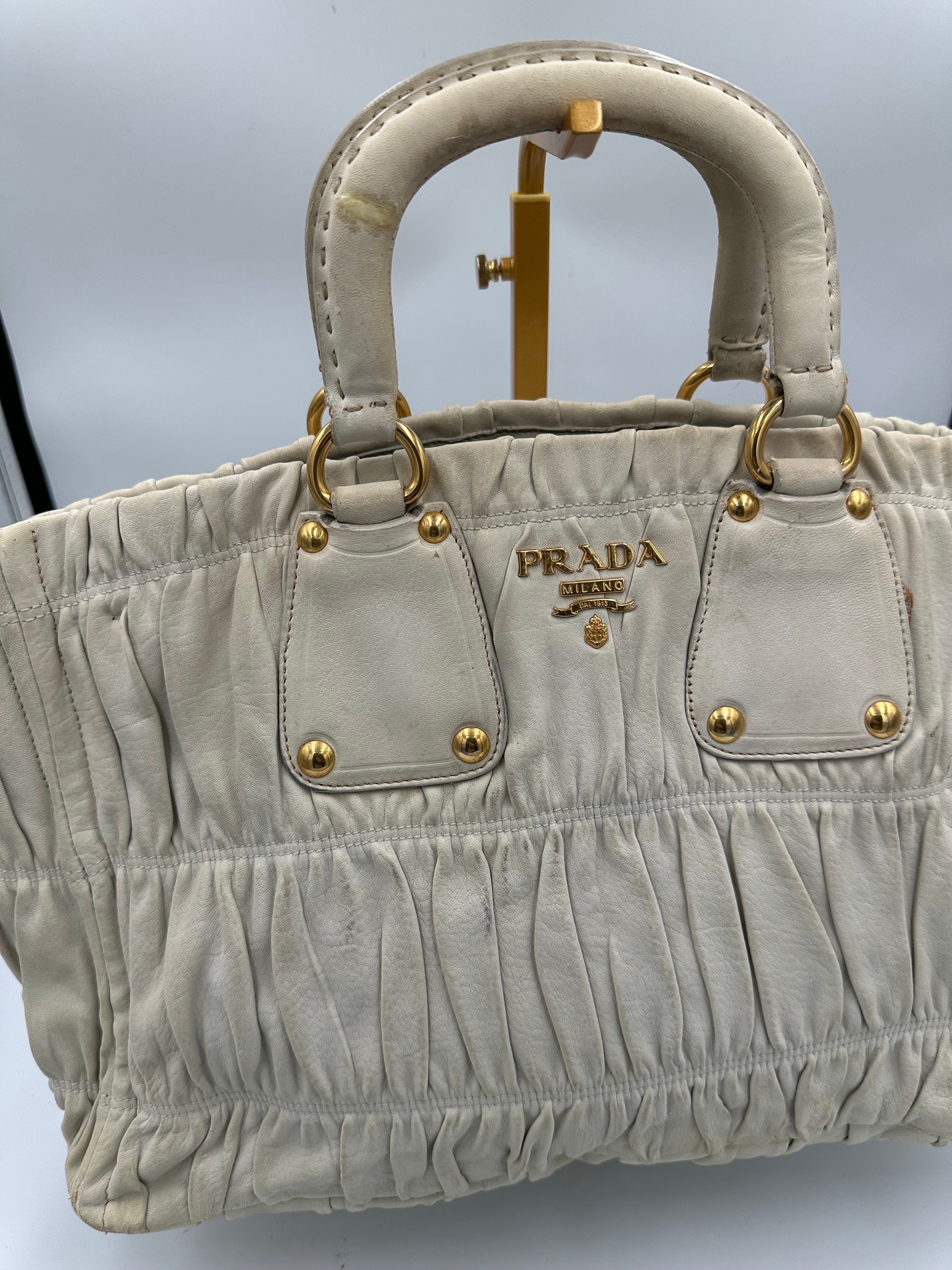 Rare Prada Gaufre gathered leather bag