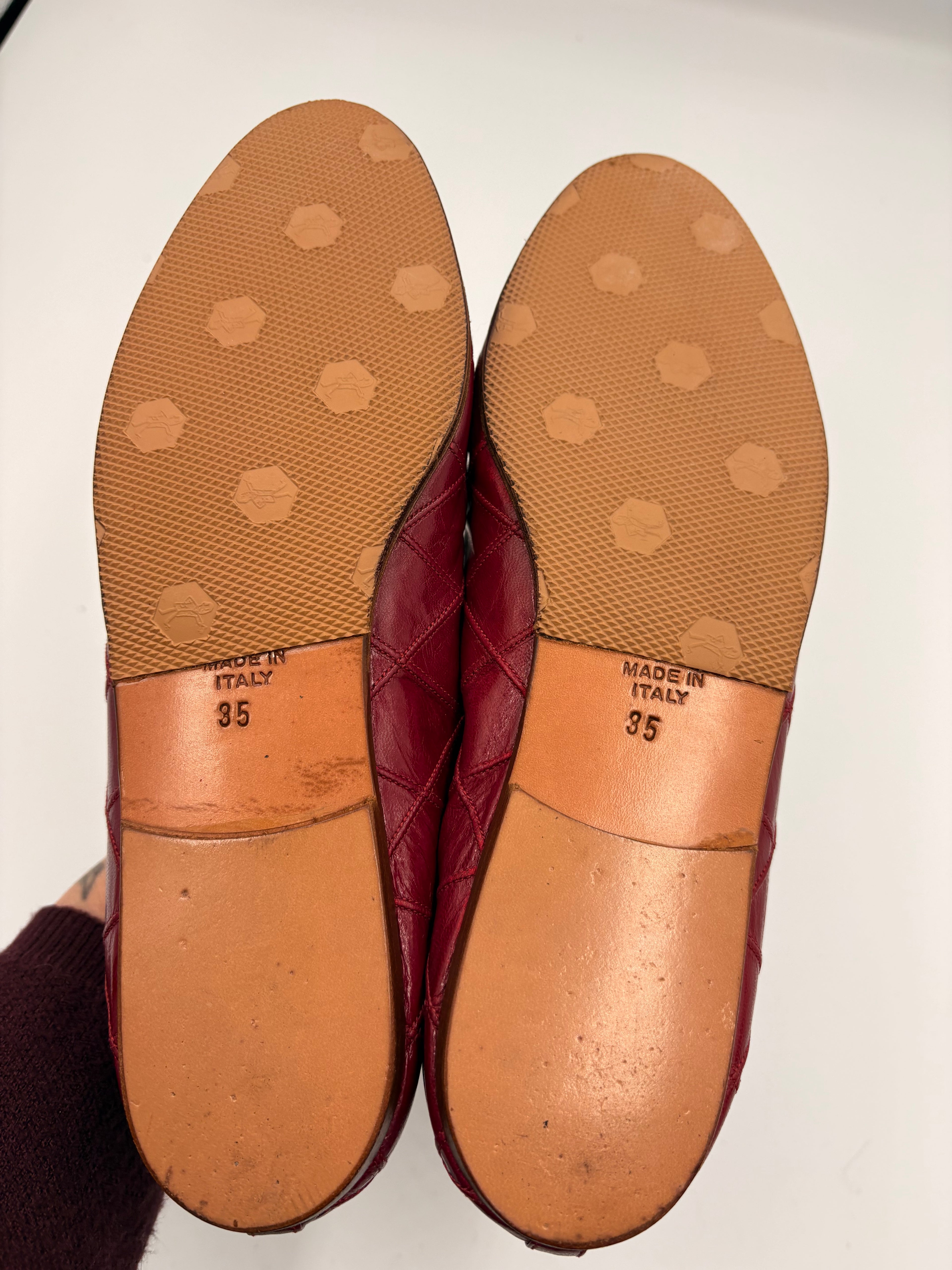 Chanel burgundy leather ballet flats