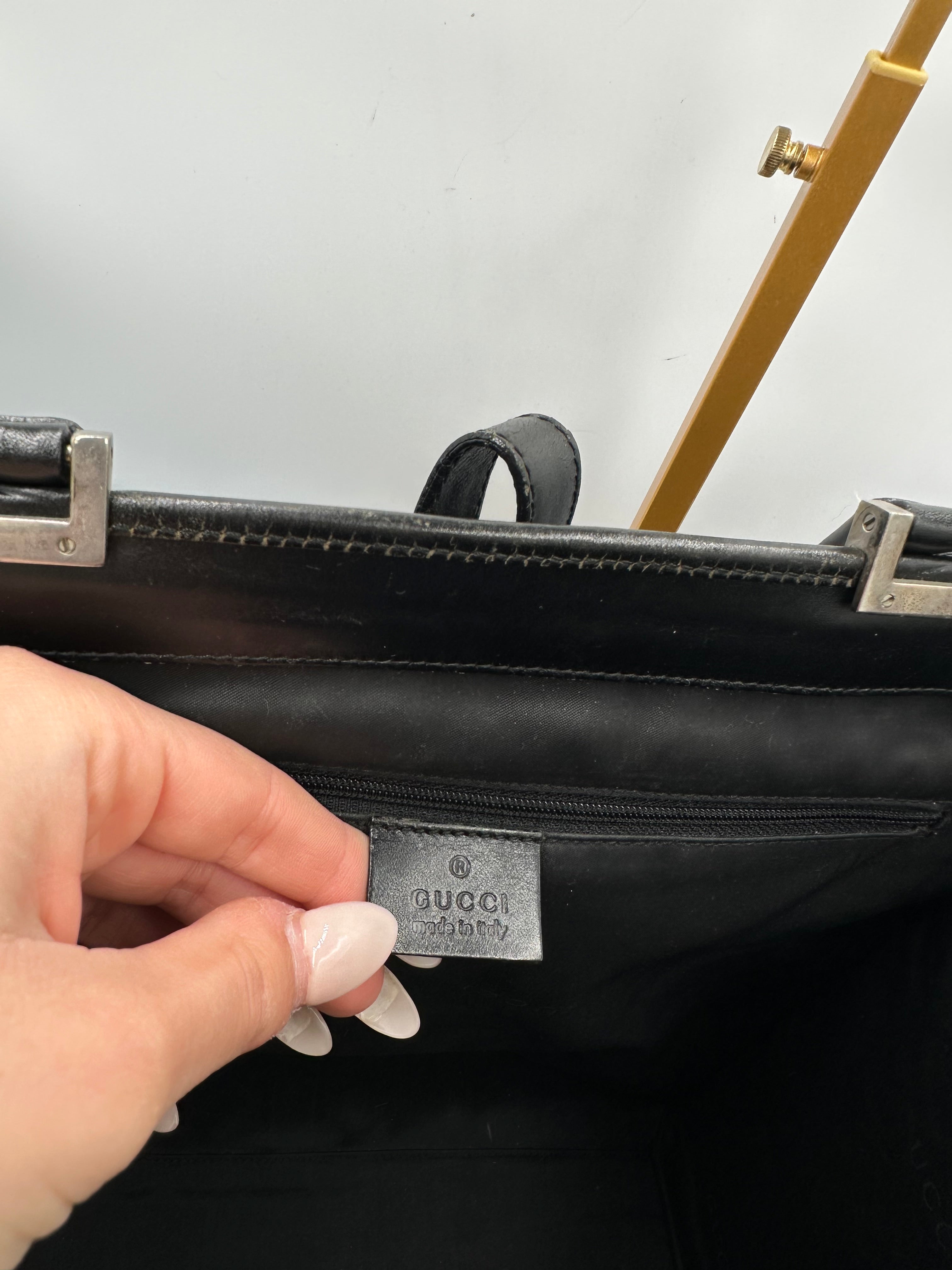 1990s Gucci leather black Jackie shoulder tote bag