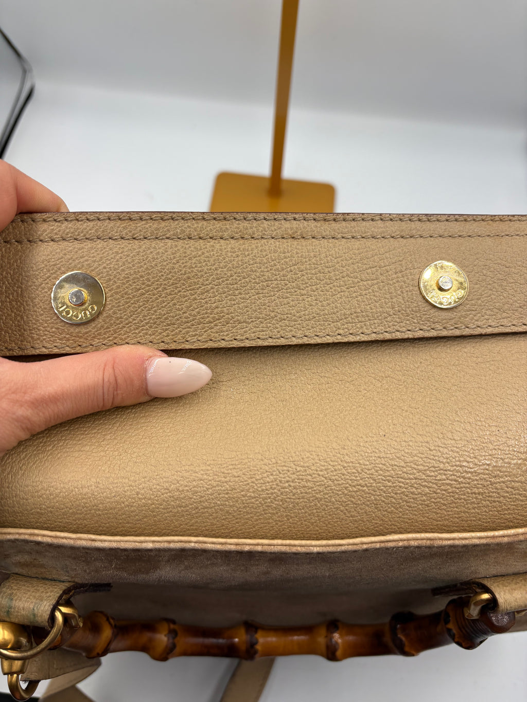 Gucci rare vintage suede Bamboo 2 way tote bag