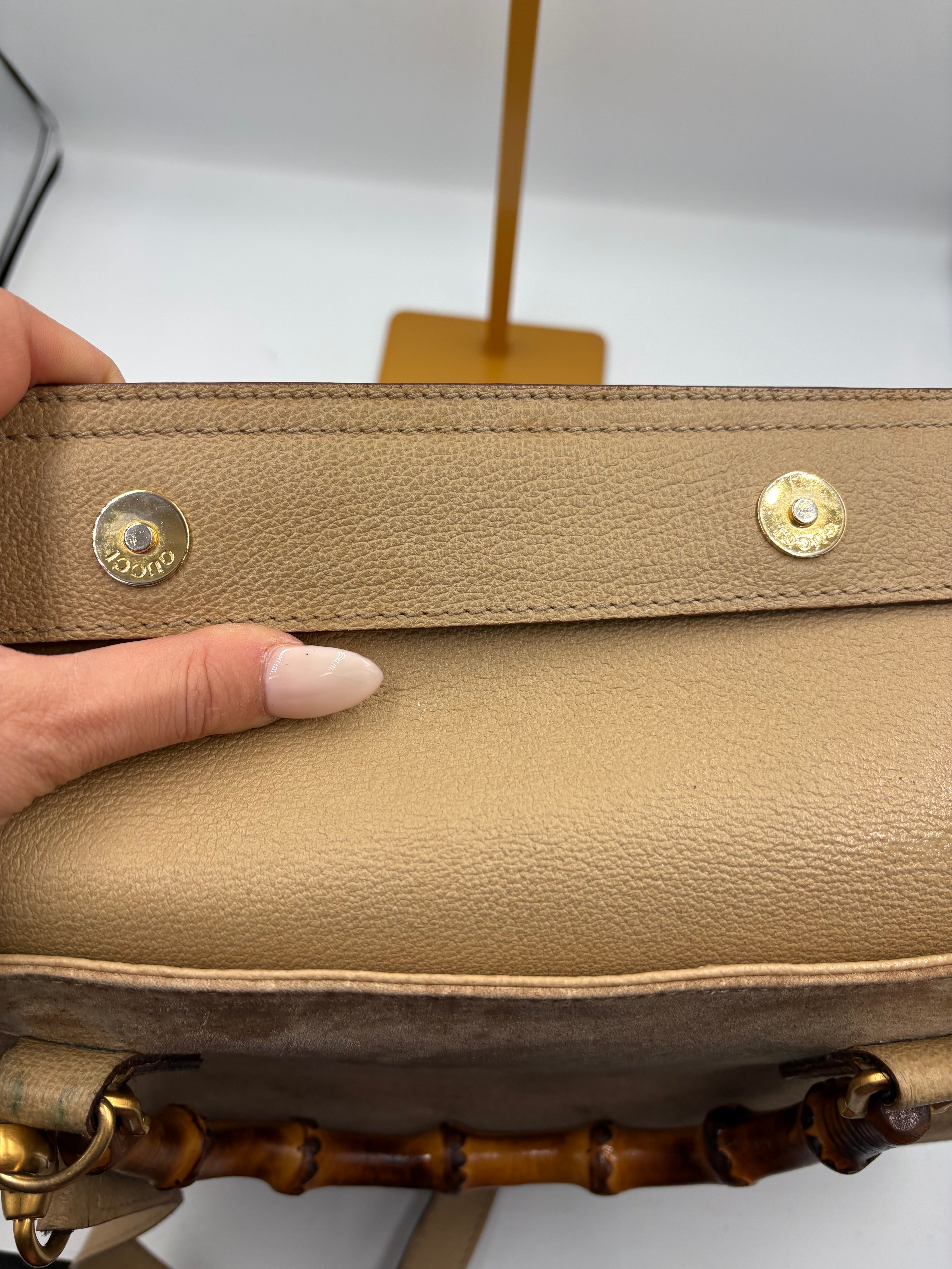 Gucci rare vintage suede Bamboo 2 way tote bag