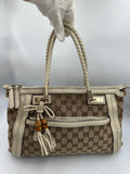 Rare Gucci Small GG Canvas Bella Satchel in beige and cream