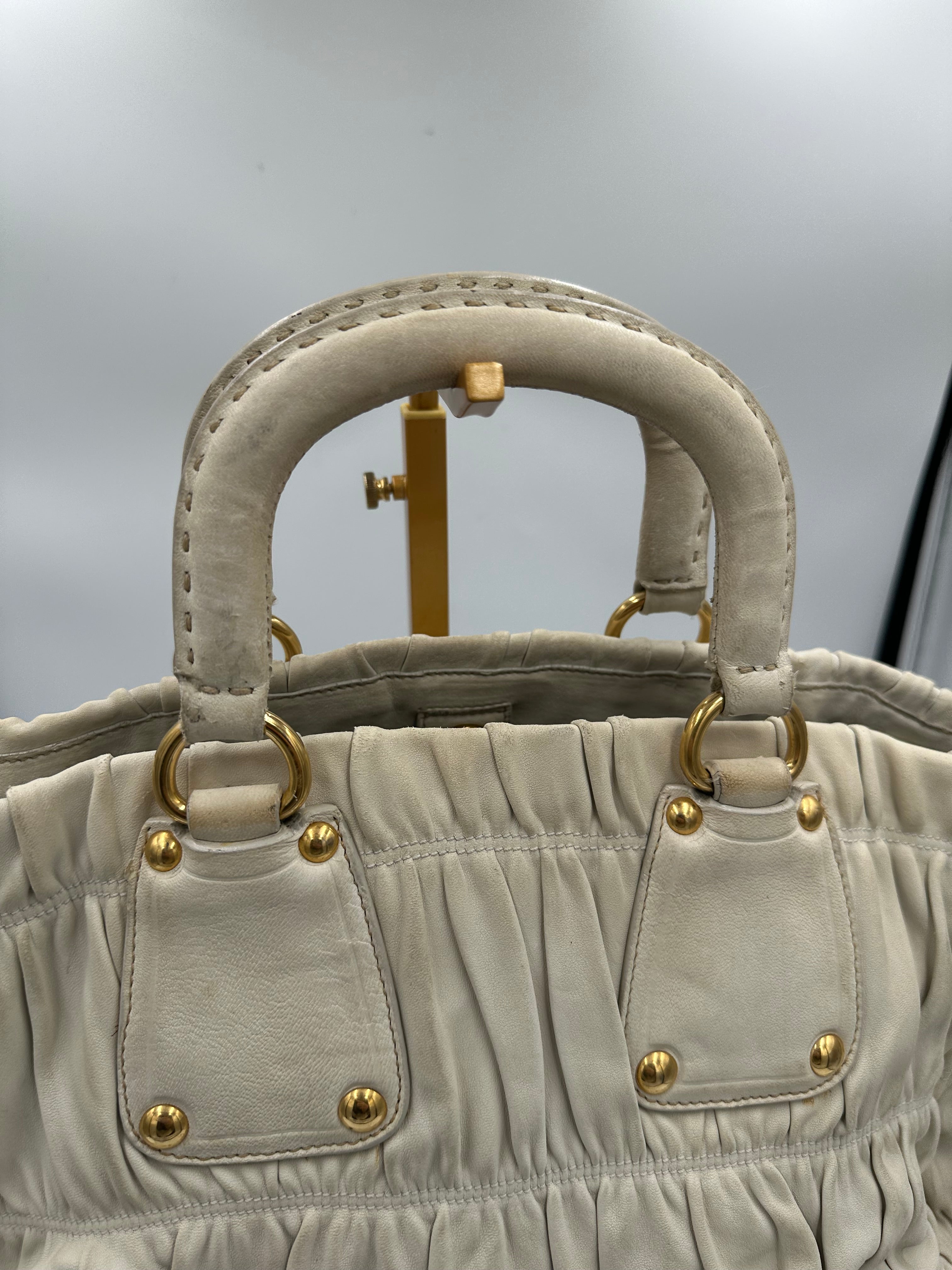 Rare Prada Gaufre gathered leather bag