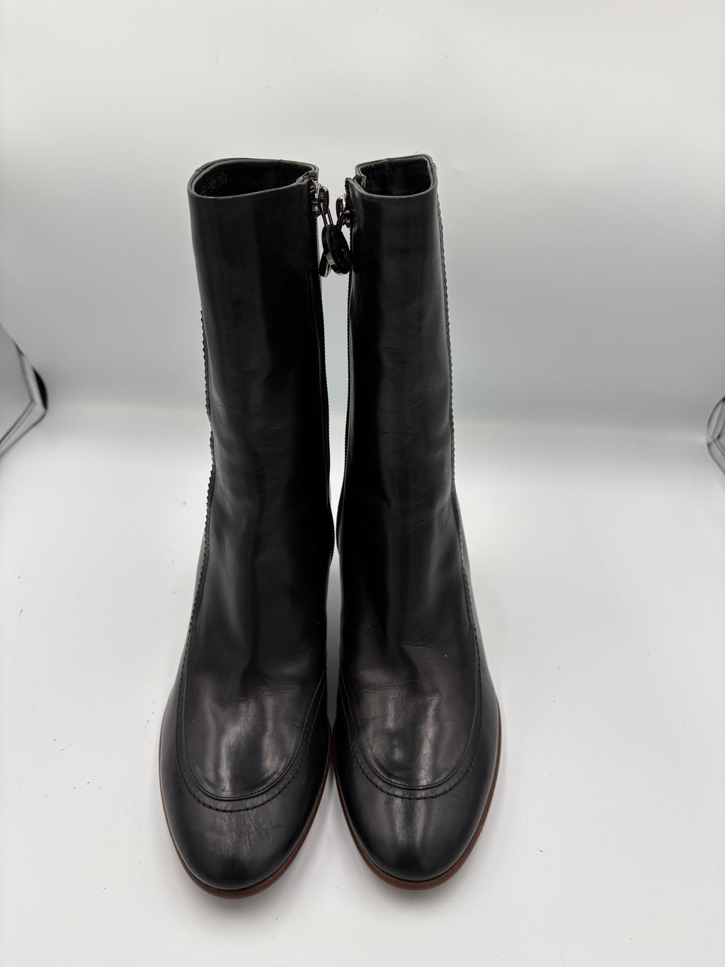 Giorgio Armani leather kitten heel boots UK 3