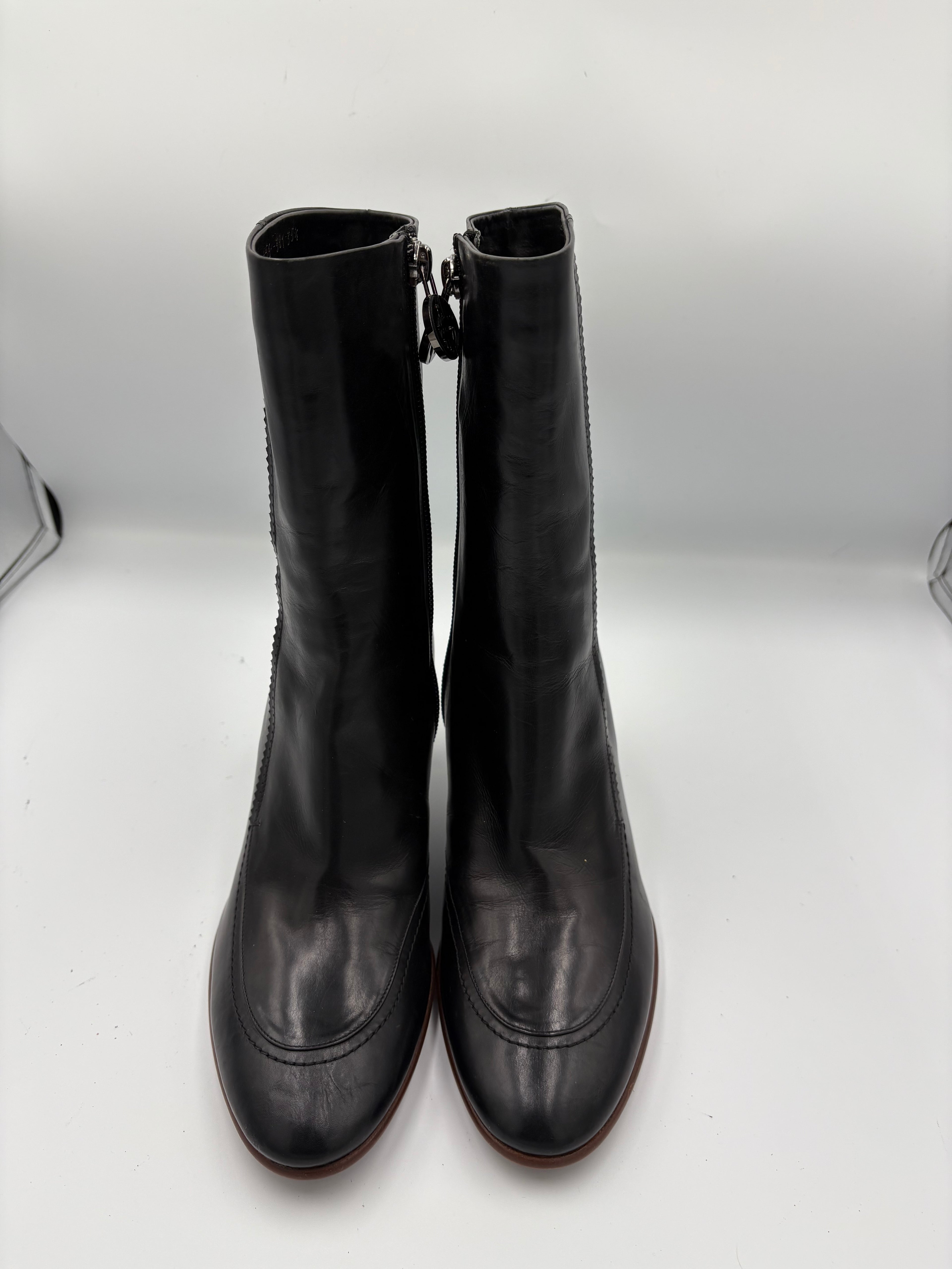 Giorgio Armani leather kitten heel boots UK 3