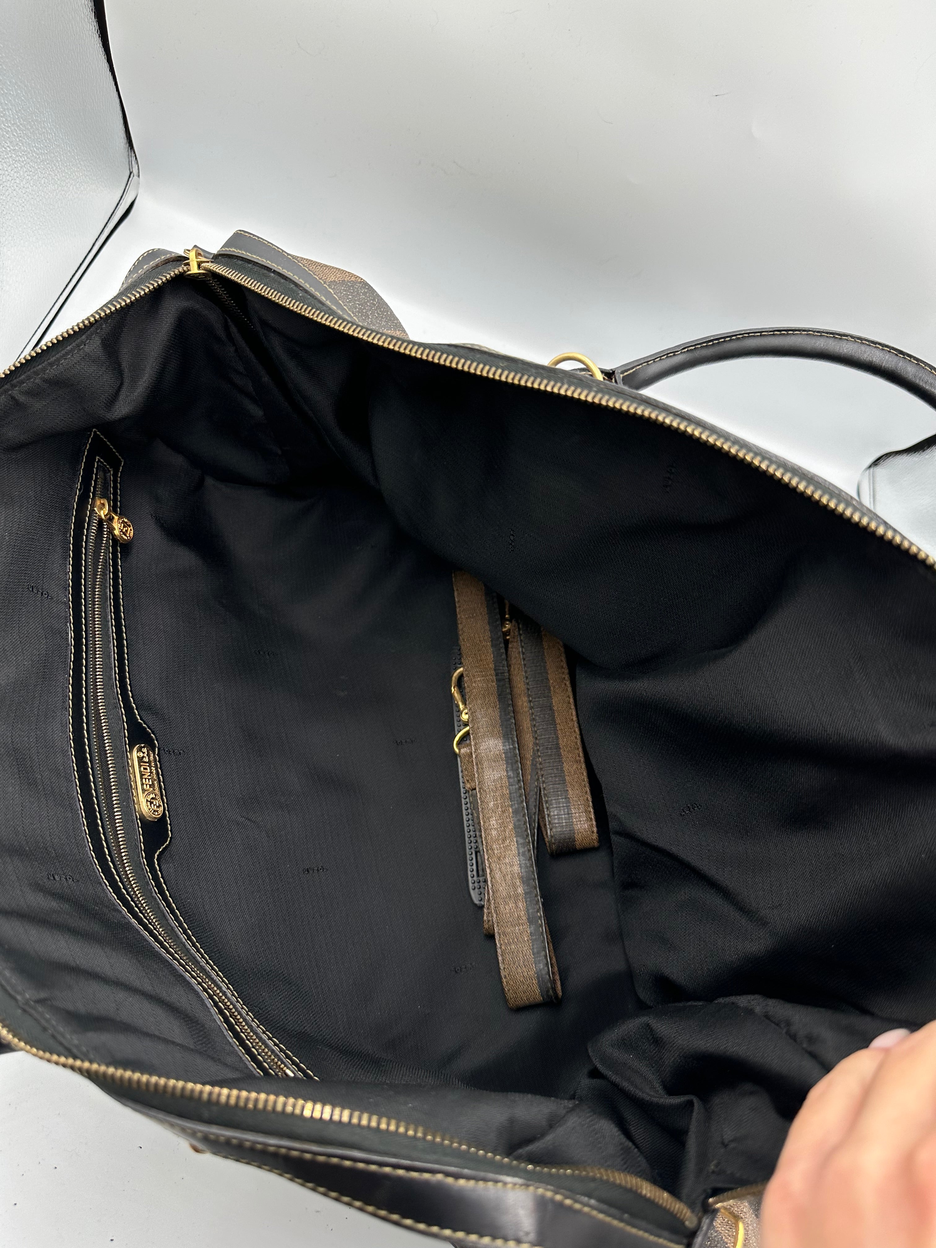 Fendi brown Pequin Stripe Keepall Weekend Duffel bag
