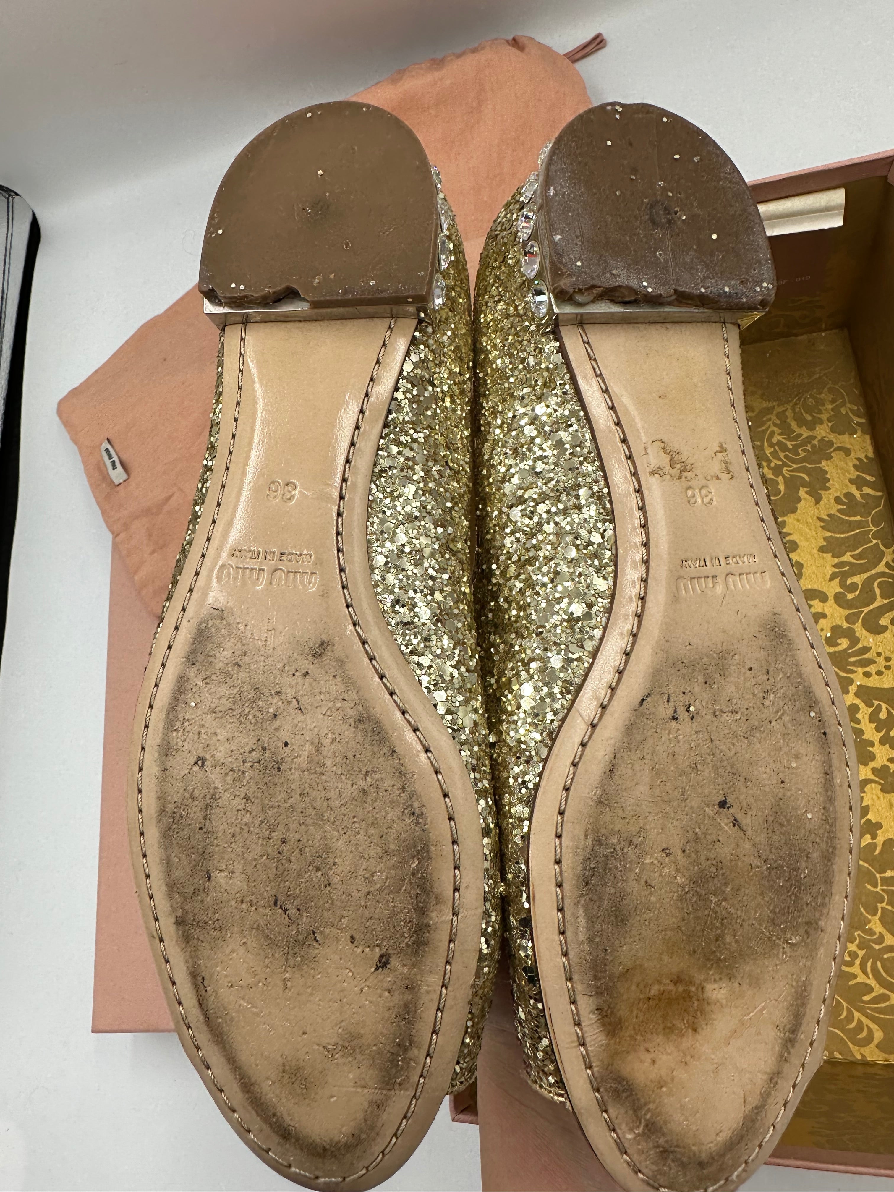 Miu Miu Glitter Pirite ballet flats