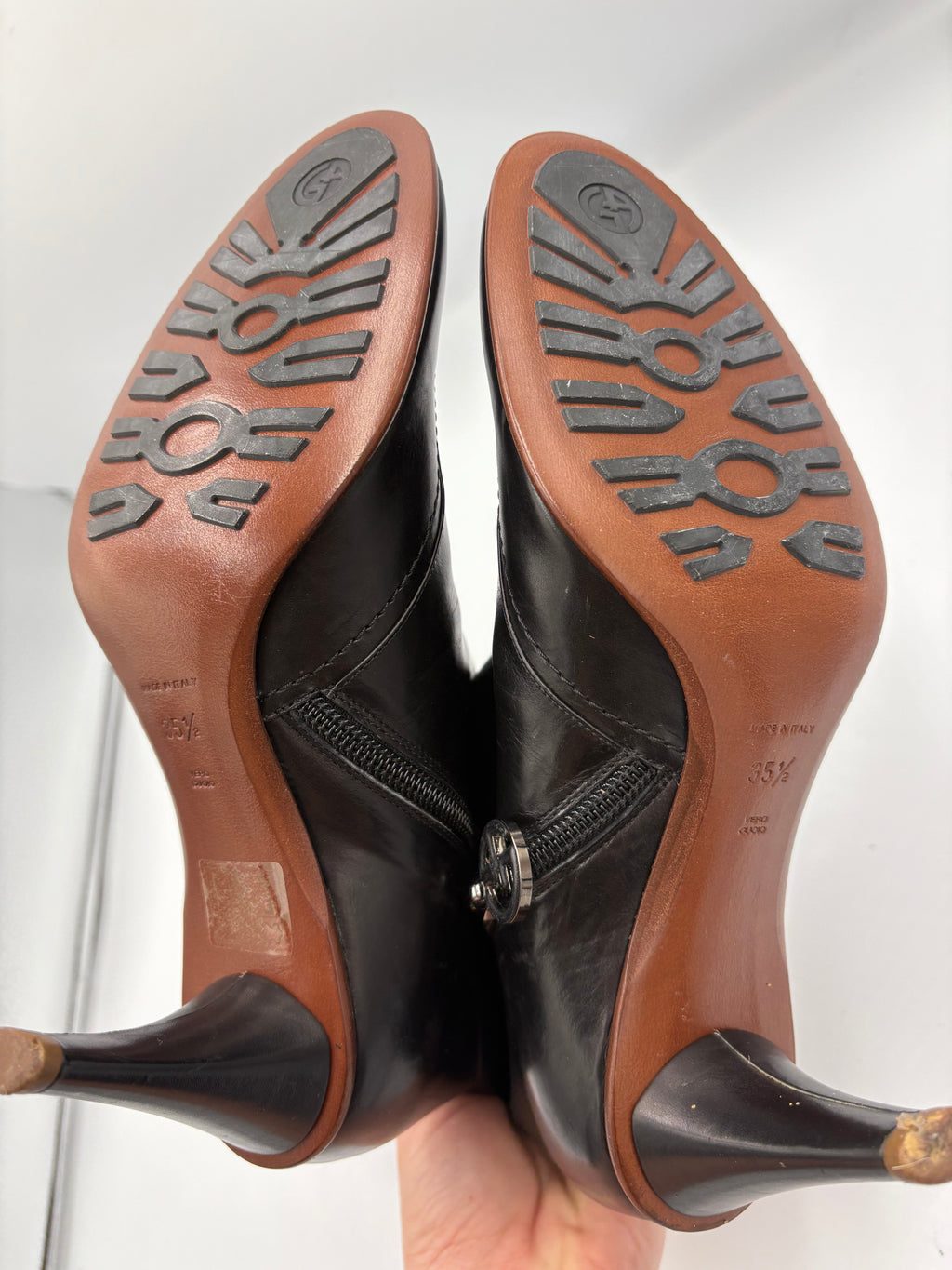 Giorgio Armani leather kitten heel boots UK 3