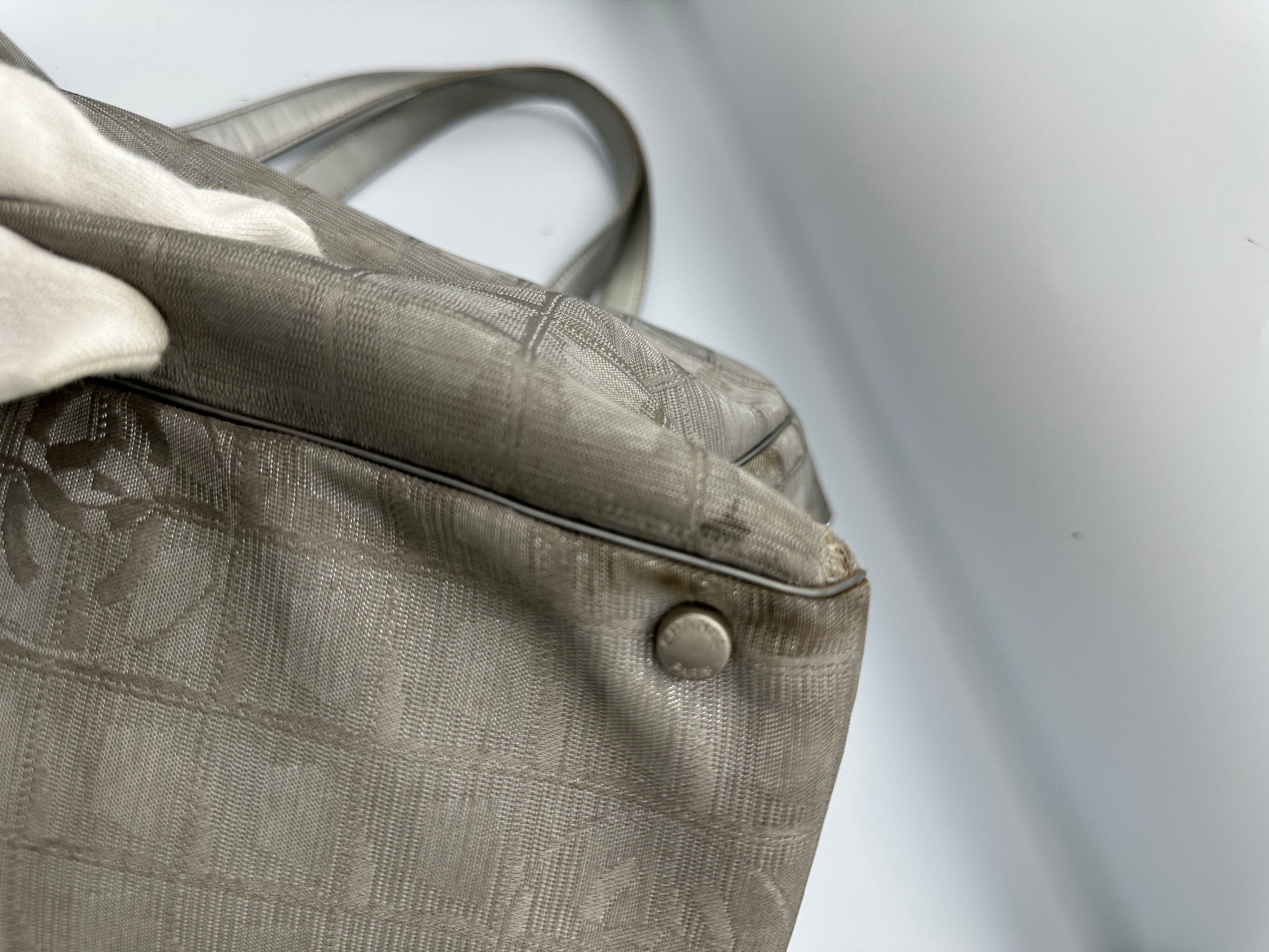 Chanel 2004 Travel Line Silver CC monogram tote bag
