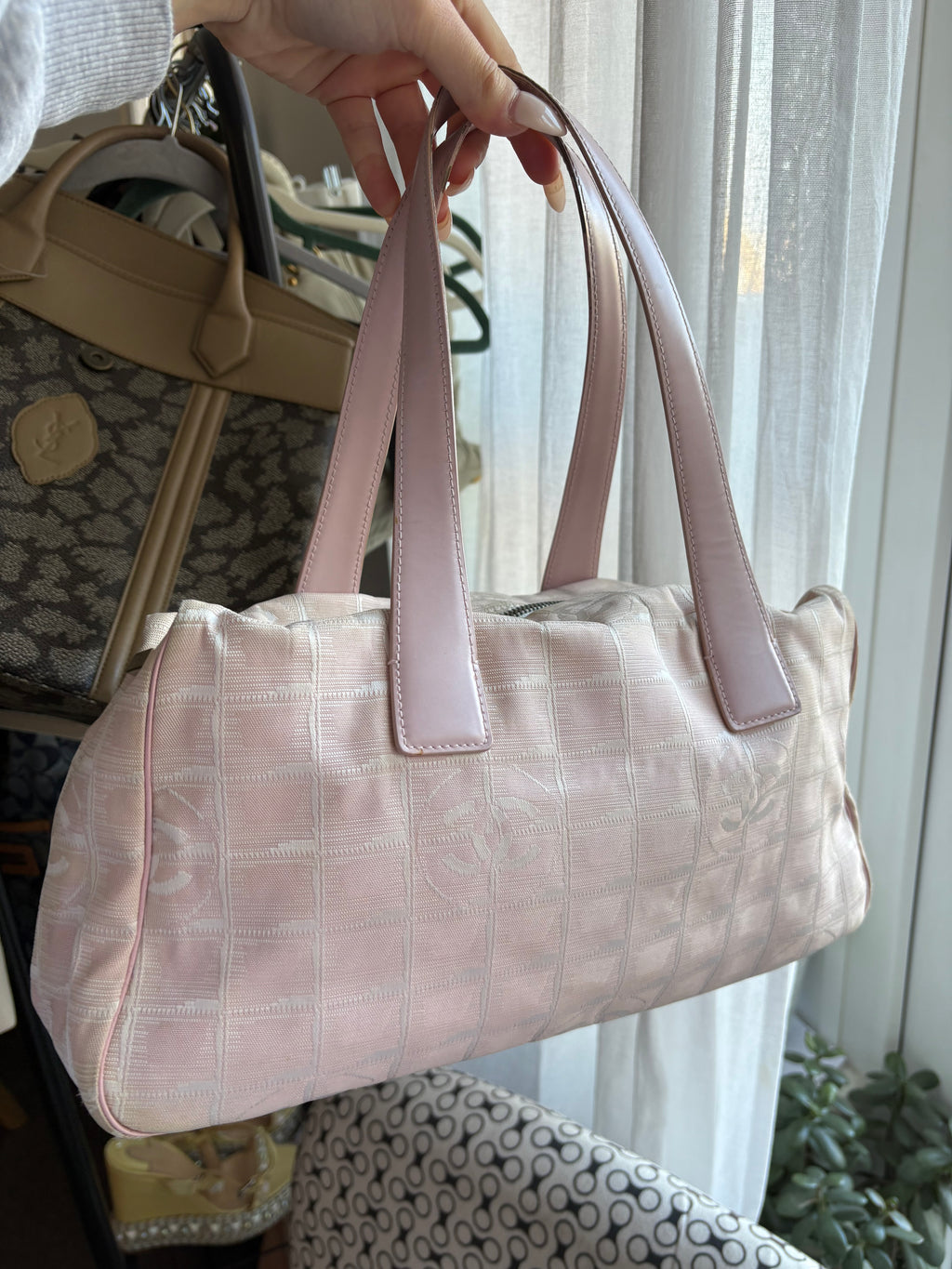 Chanel Travel Line blush pink tote bag from circa 2004
