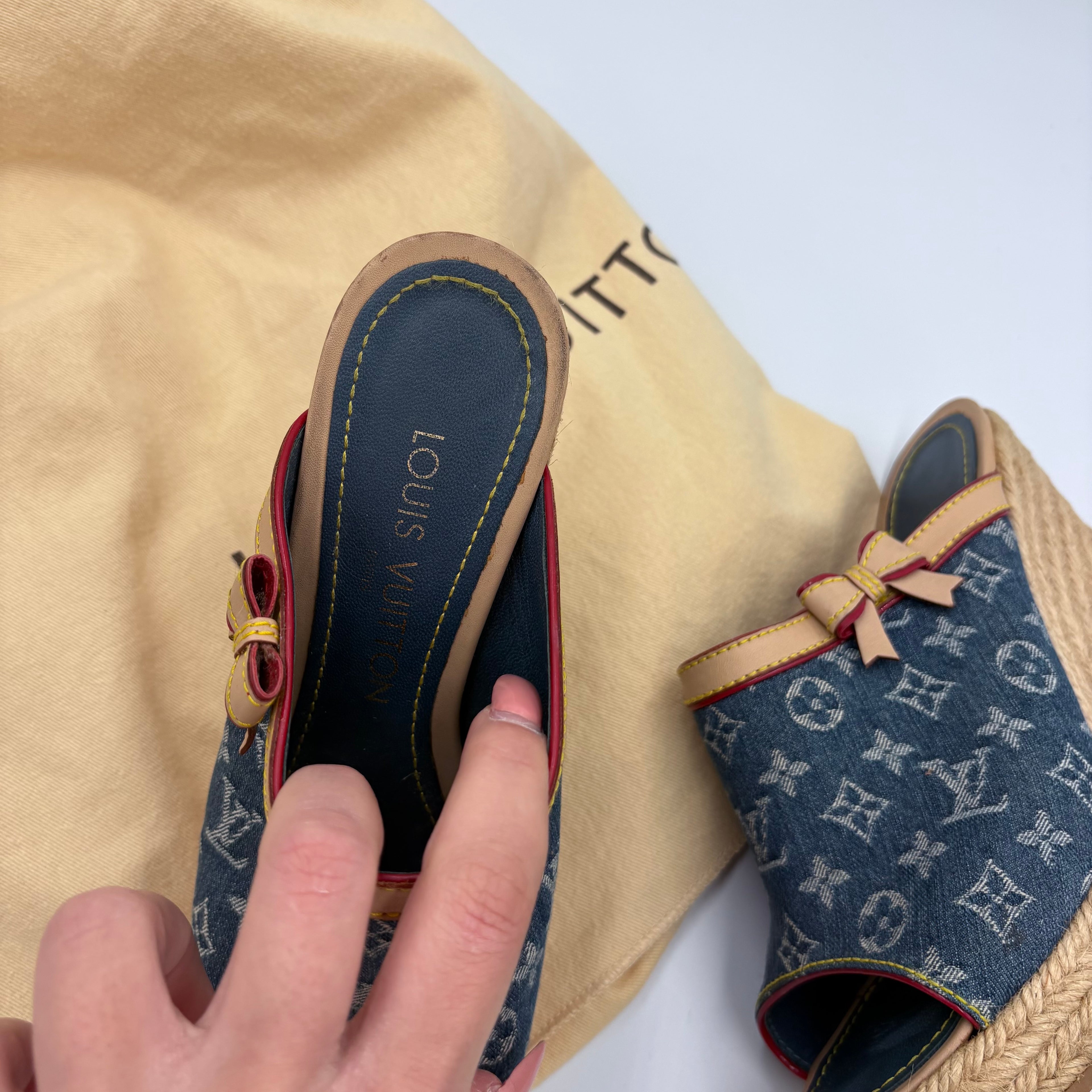 Louis Vuitton denim wedges